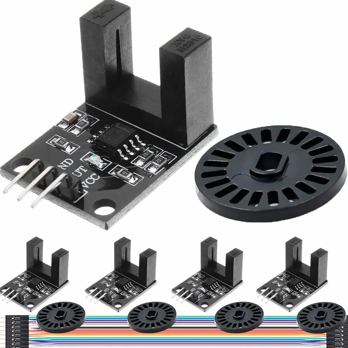 LM393 Fotoelektryczny czujnik H2010, 5 szt., fotoelektryczny czujnik podczerwieni z przeciwnym liczeniem, moduł czujnika prędkości silnika z kablem enkodera
