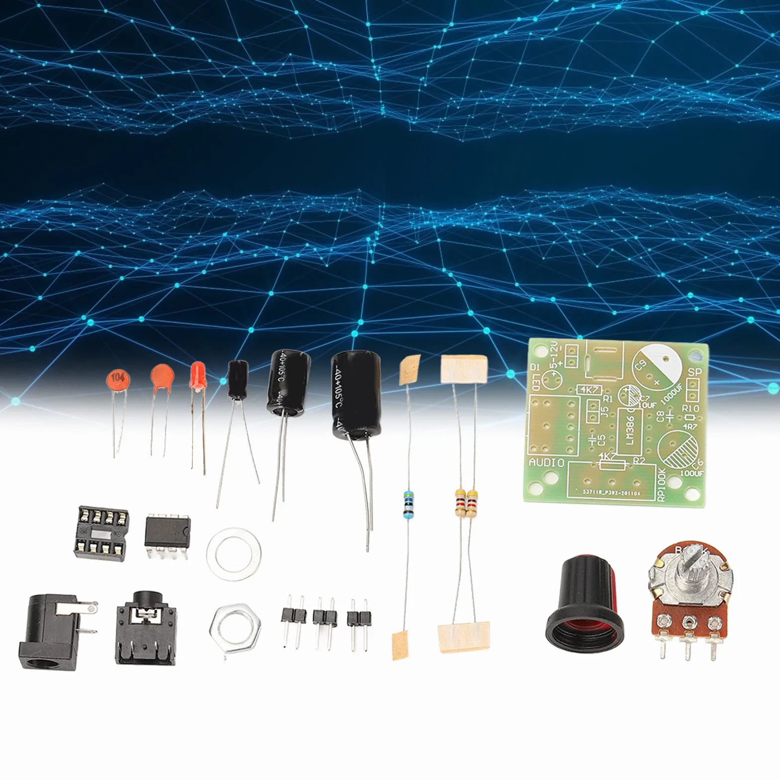 Moduł wzmacniacza, łatwy do debugowania inteligentny nielutowany zestaw wzmacniacza mocy LM386 elektroniczny DIY do projektów muzycznych
