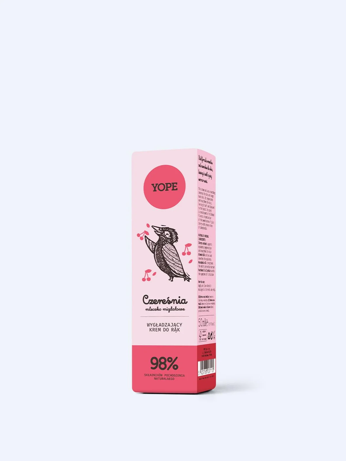 YOPE Naturalny gładki krem do rąk z wiśni i mleka migdałowego | Odżywczy i pachnący, 99% naturalny, wegański, testowany dermatologicznie, nie testowany na zwierzętach, 50 ml