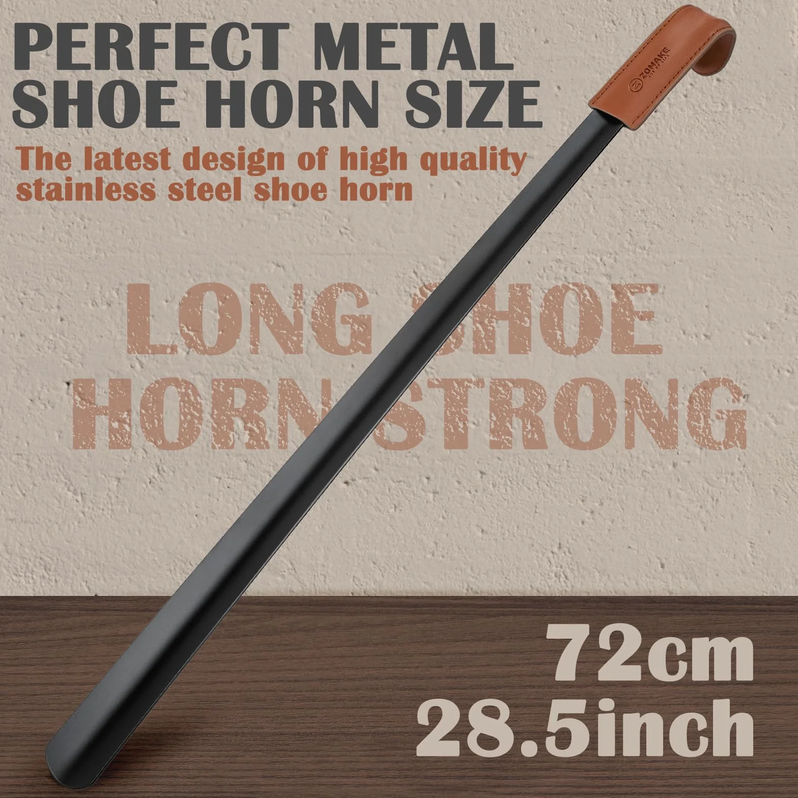 ZOMAKE Łyżka Do Butów Metalowa Bardzo Długa - 72 cm Łyżka Do Butów Stabilna,Łyżka Do Butów Ze Stali Nierdzewnej Długa Bardzo Stabilna Trwała Ergonomicznym Kształcie Dla Seniorów Mężczyzn Kobiet
