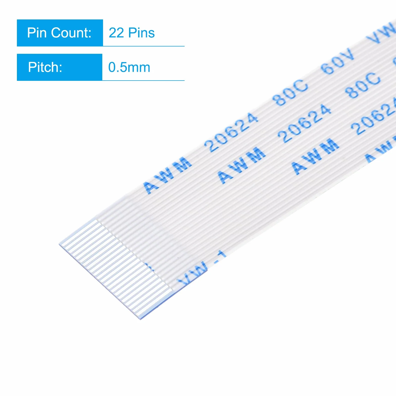 sourcing map Opakowanie 5 szt. FFC FPC kabel 22 pin 0,5 mm 200 mm (typ A) do drukarki LCD 3D aparat DVD