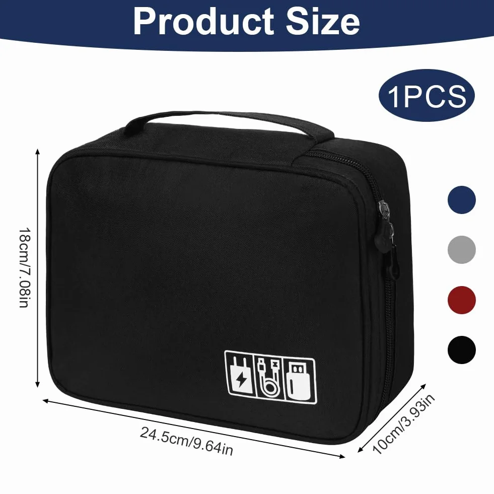 OFFCUP Torba na kabel, 24 x 18 x 10 cm, podróżny organizer na kable z 2 przegródkami, wodoszczelny organizer na kable, USB, dyski twarde, karty SD, ładowarkę (niebieska)
