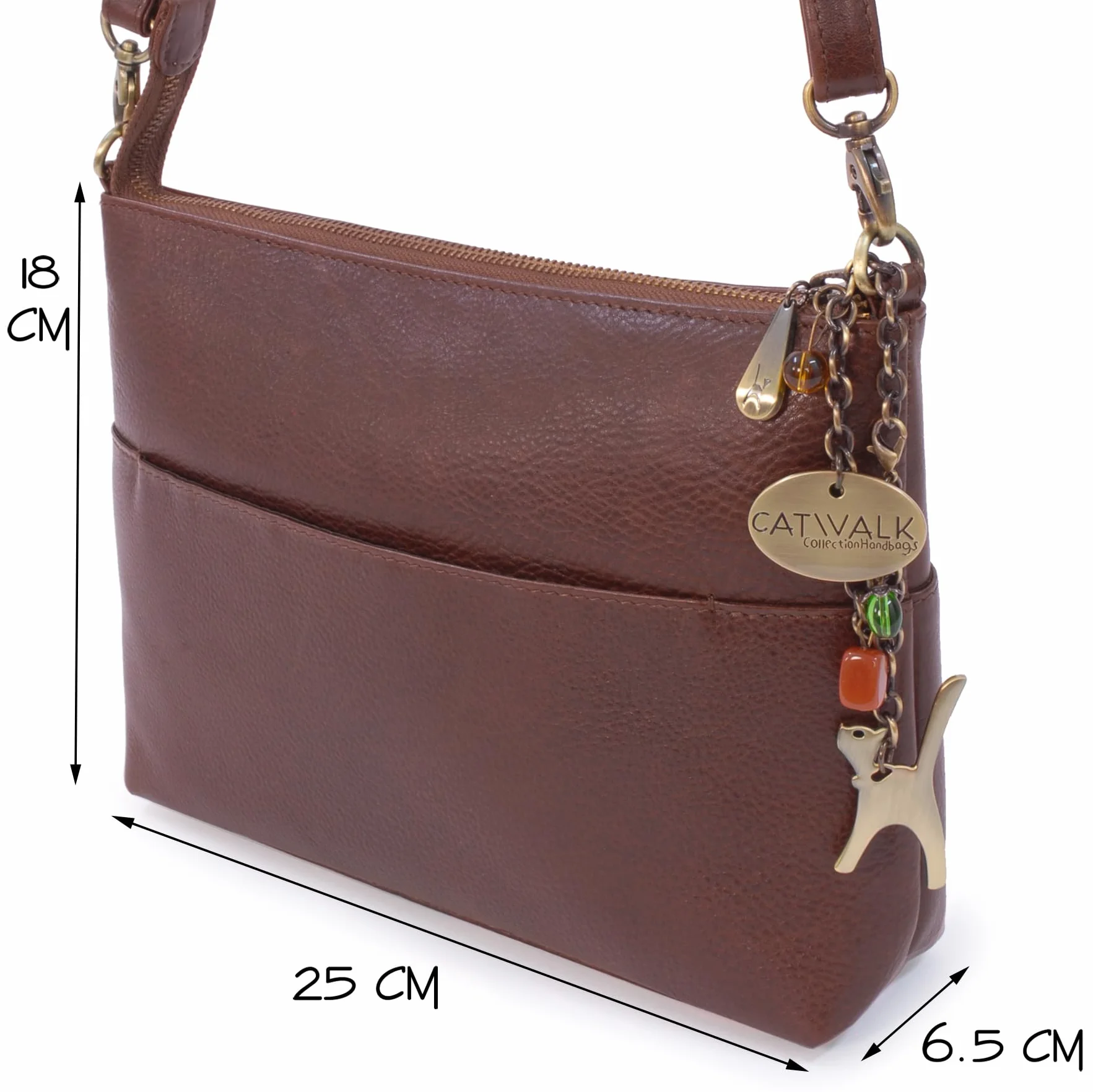 Catwalk Collection Skórzana Torebka Crossbody dla Kobiet Średnia Torba na Ramię Jenny