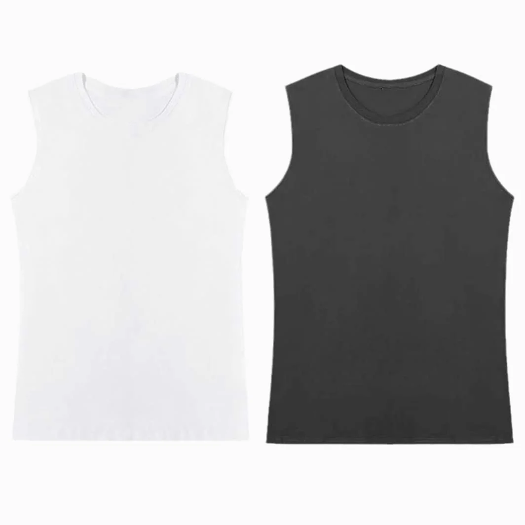 Męskie koszulki bez rękawów Kamizelka Casual Tank Tops, Biały Szary, M