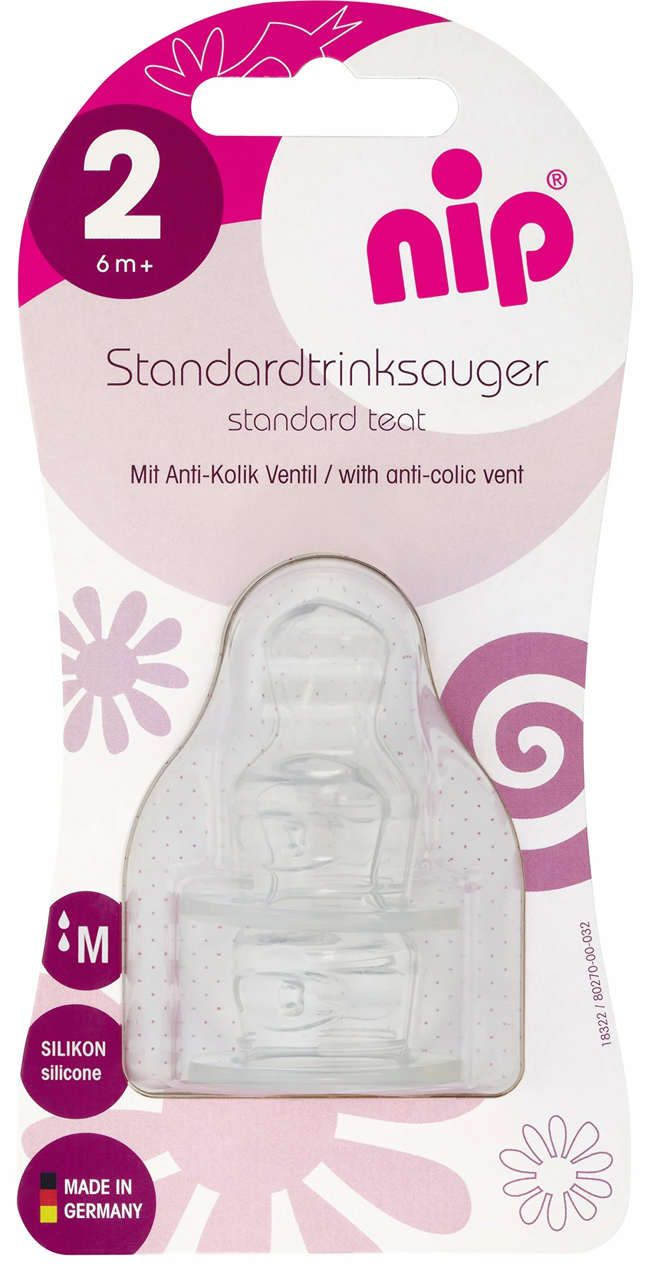 nip Standardowy odkurzacz do picia, anatomiczny, silikon, 6 miesięcy plus, rozmiar M, mleko