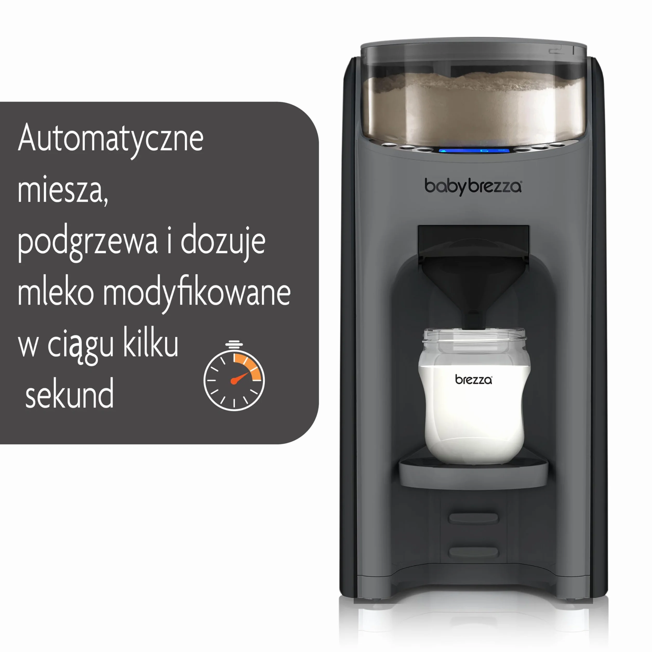 Baby Brezza - Automatyczny ekspres do Przygotowywania Butelek z mlekiem Formula Pro Advanced - Węgiel Szary - Precyzyjna Technologia Mieszania Mleka w Proszku i Wody - 3 Ustawienia Temp. - 60-300 ml