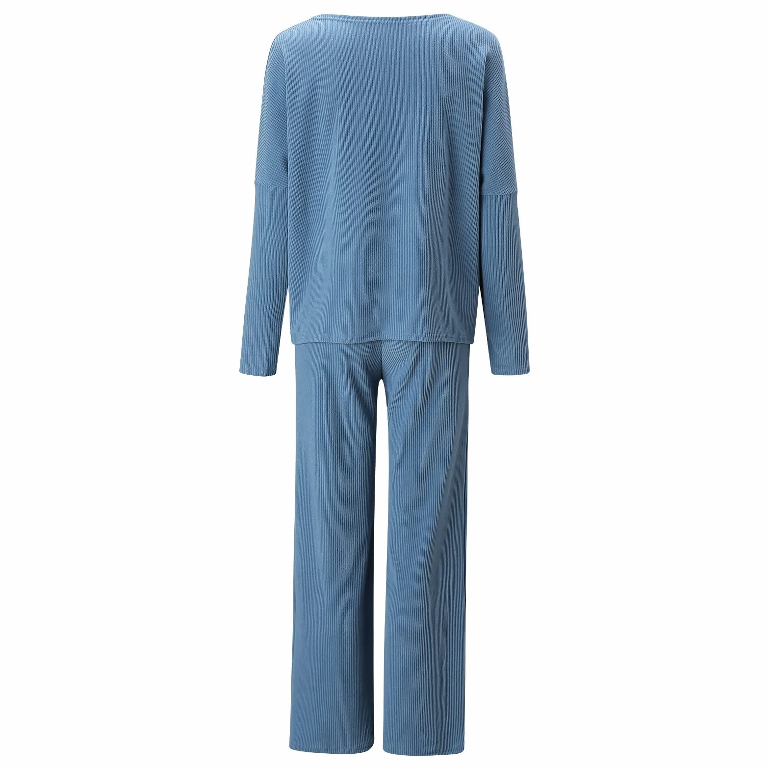 Dwuczęściowy Garnitur Z Dzianiny Damski Elegancki Dzianinowy Top Z Długimi Rękawami Sweter Z Dzianiny Z Szerokimi Nogawkami Spodnie Sweter Garnitur Strój Do Joggingu Komplet Garniturów Ulicznyc