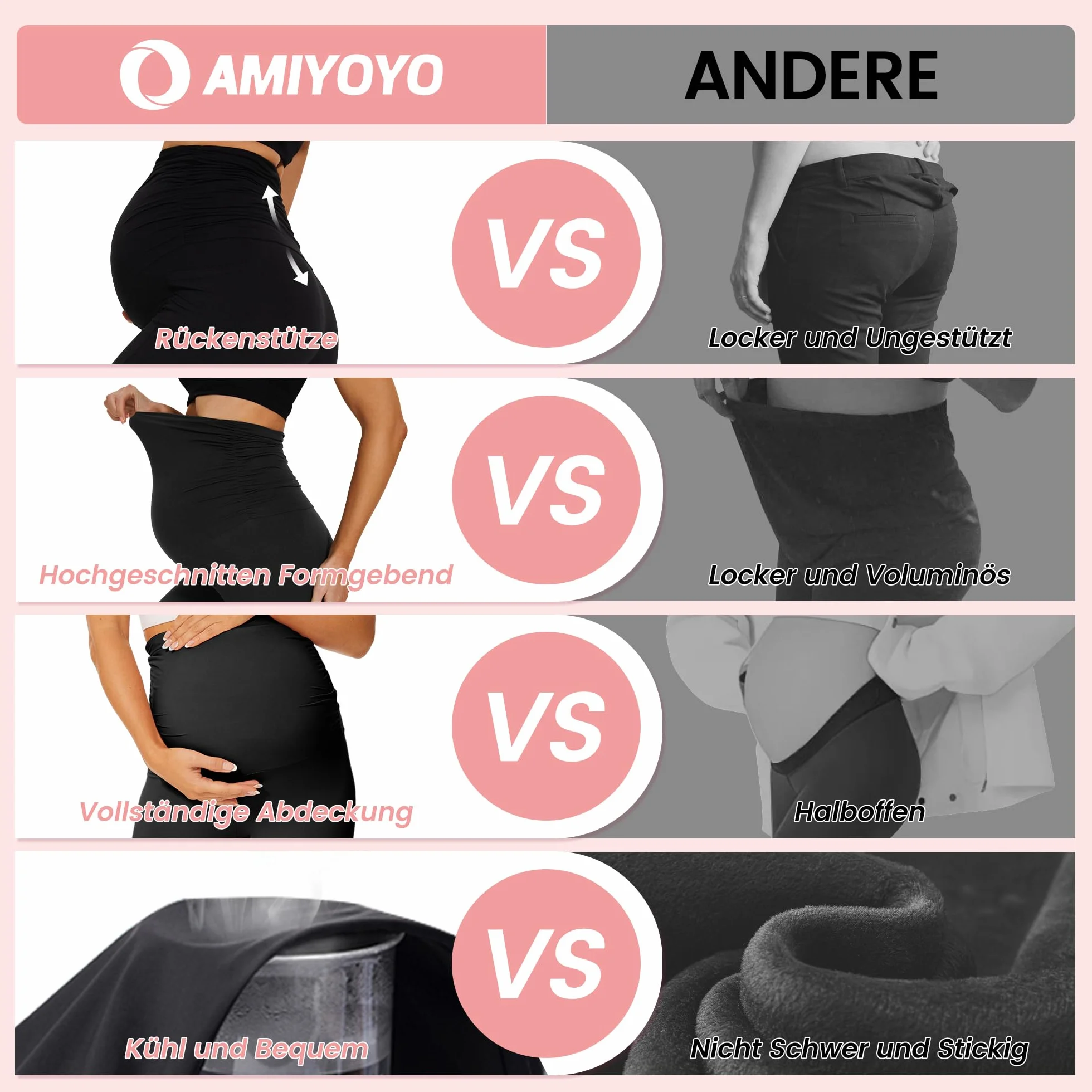 AMIYOYO Damskie legginsy ciążowe z wysokim stanem, legginsy ciążowe nieprzezroczyste, spodnie ciążowe, spodnie rekreacyjne, rozciągliwe, odzież ciążowa dla kobiet w ciąży, długie, ciemnoszary, XXL