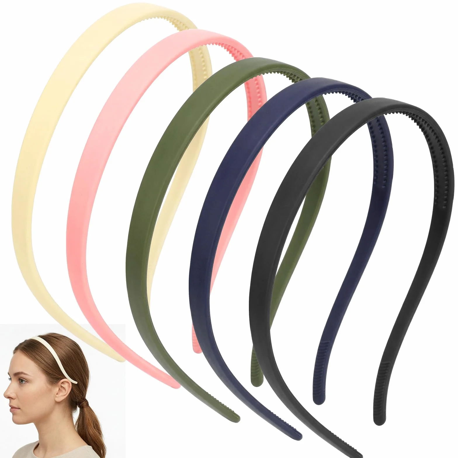 5 szt. opasek na głowę dla osób noszących okulary, elastyczne opaski do włosów, bez ucisku, kwadratowe okulary przeciwsłoneczne, opaska na głowę, wygodne plastikowe opaski na głowę z zębami