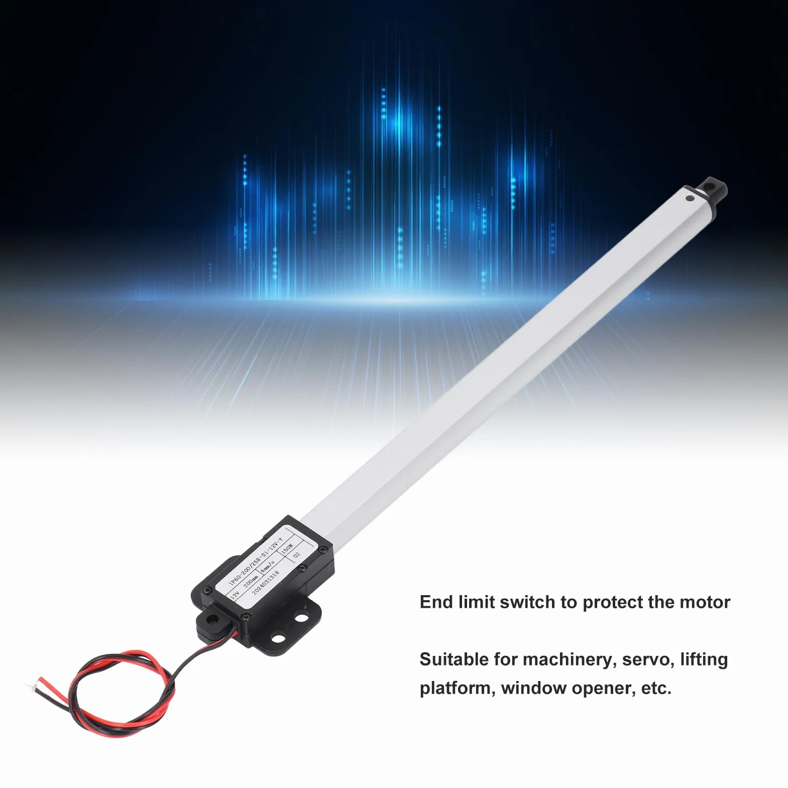 Elektryczny Mikrosiłownik Liniowy, 12V 200mm 150N Siła Ciągu 4mm/s Prędkość Skoku Automatyczny Siłownik Liniowy Ruchu Podnoszenia, do Maszyn Rolniczych