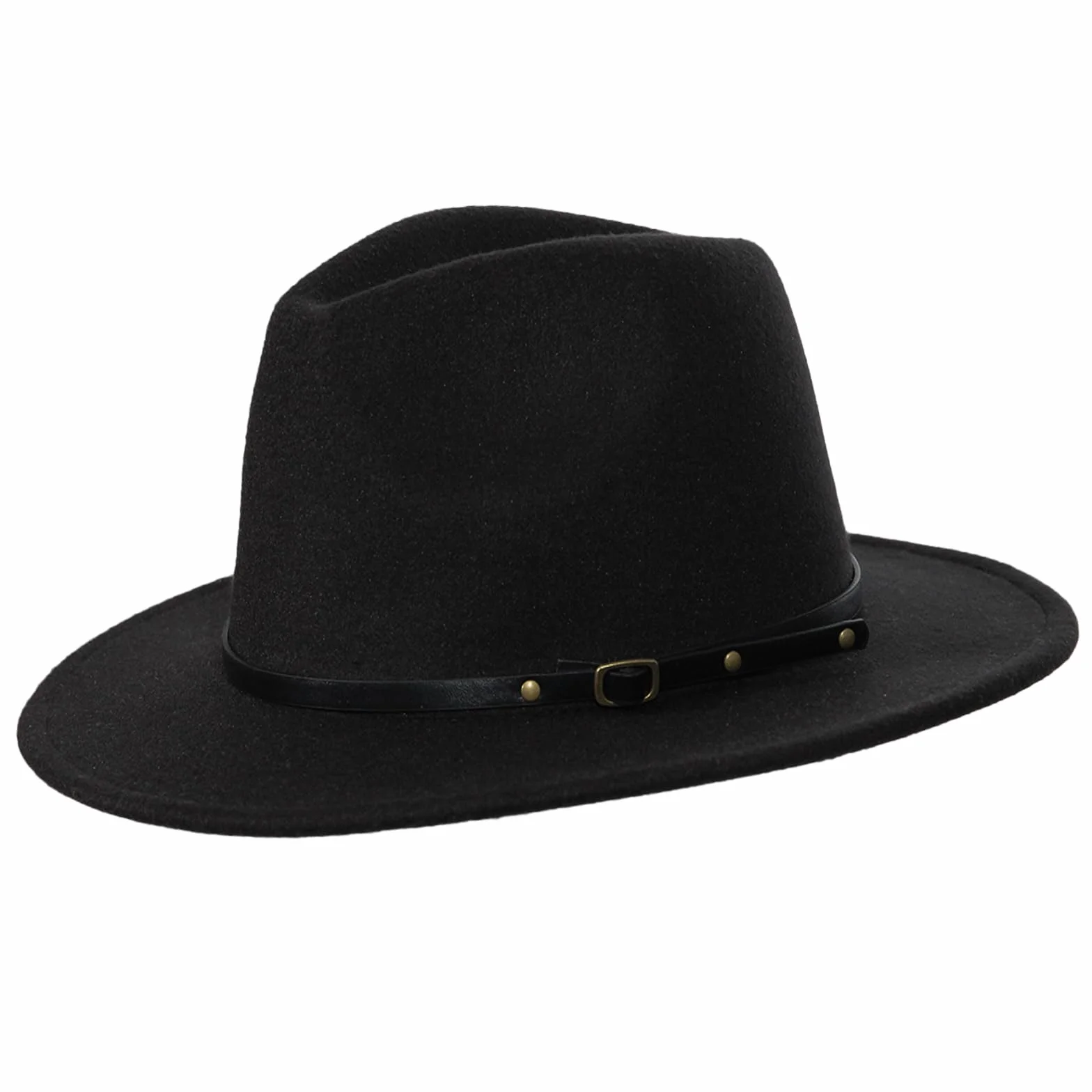 HAPPYPOP Fedora kapelusz damski, zimowy, czarny, modny, elegancki, z szerokim rondem, filcowy kapelusz na karnawał, imprezę, sesje, Oktoberfest, do baru, na festiwal