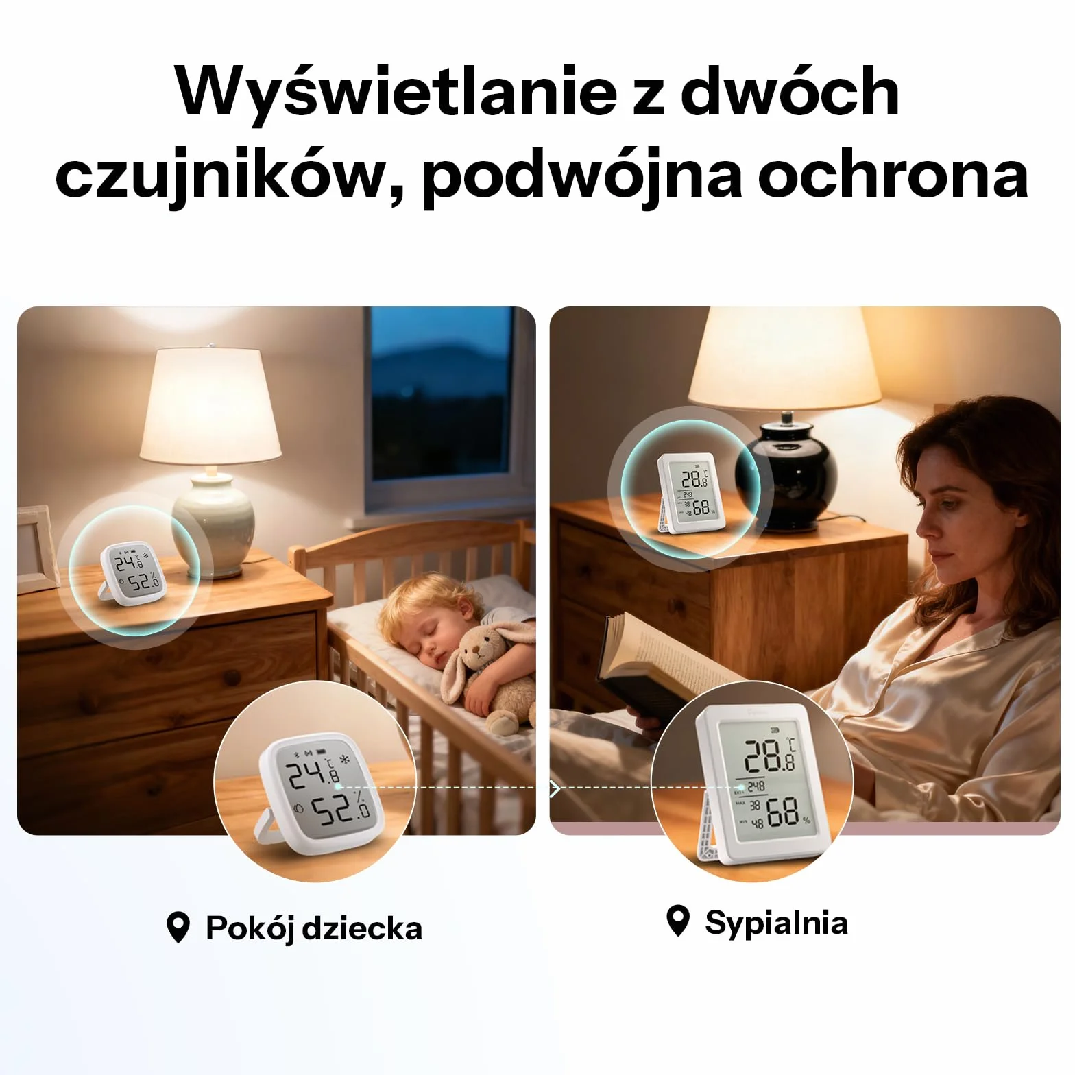 SONOFF AirGuard TH SNZB-02DR2 Czujnik temperatury i wilgotności Zigbee,wyświetlacz LCD 3,6 cala. Termometr higrometr z powiadomieniami w aplikacji,zdalny monitoring szklarni i piwnicy na wino,2 sztuki