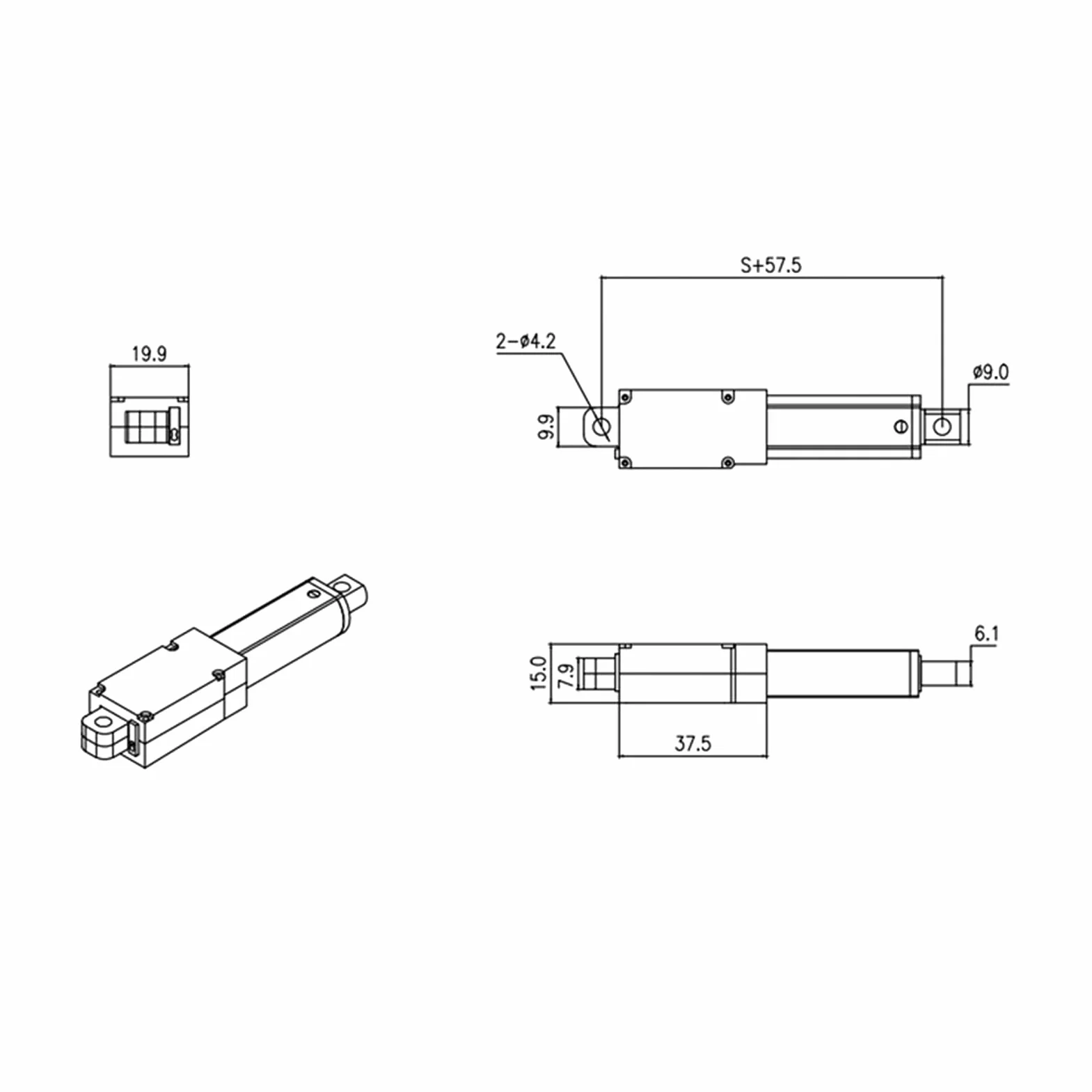 Duże Silniki Liniowe Siłownik Liniowy 12 V Elektryczny Mikro Siłownik Liniowy Dc 12 V 100 Mm Wewnętrzny Wyłącznik Krańcowy Niski Poziom Hałasu Elektryczny Mini Siłownik Liniowy do (Skok 100mm-15mm/s-50N)
