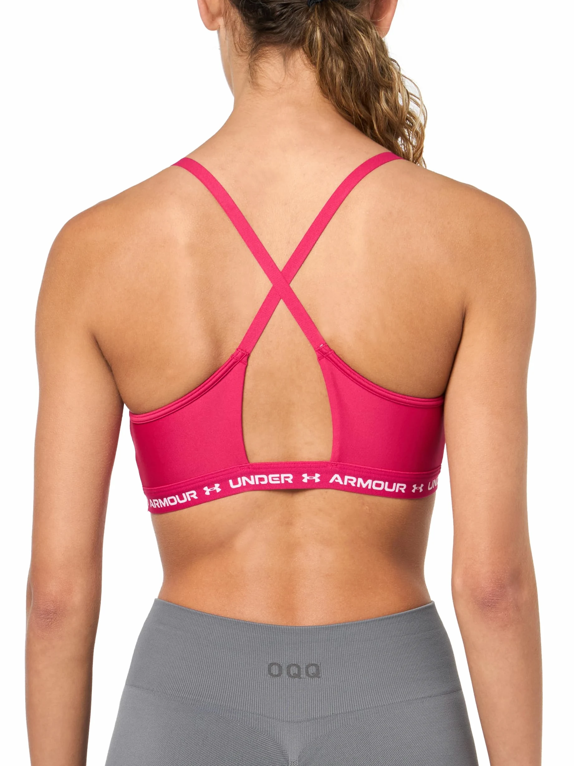 Under Armour Damski biustonosz sportowy Crossback Low Impact, (681) Cieniowana fuksja / / Biały, XS