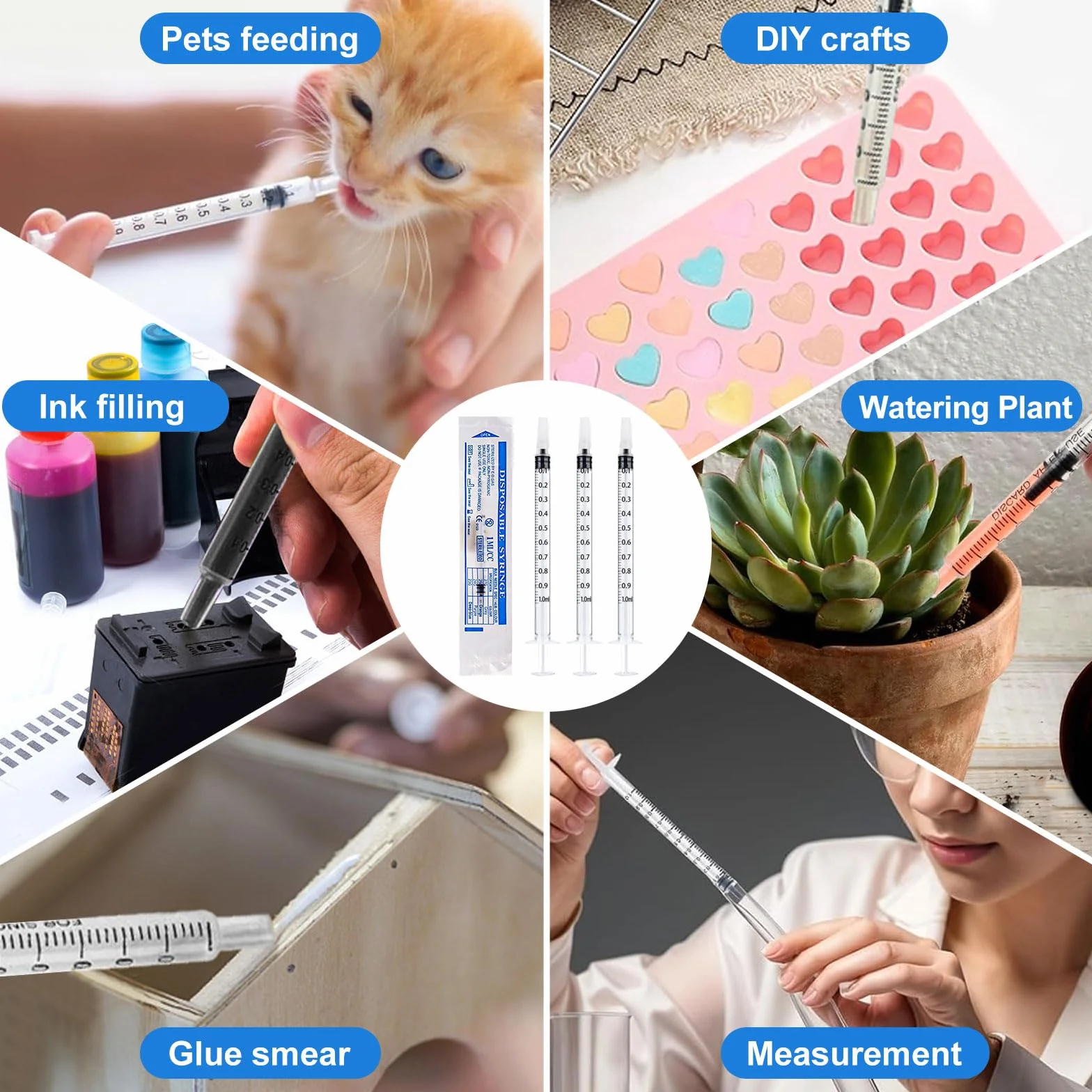 60 sztuk strzykawek 1 ml z nasadką, z tworzywa sztucznego, bez igły, plastikowa strzykawka do uzupełniania i pomiaru oleju, aplikator kleju, do karmienia zwierząt domowych, laboratoriów naukowych