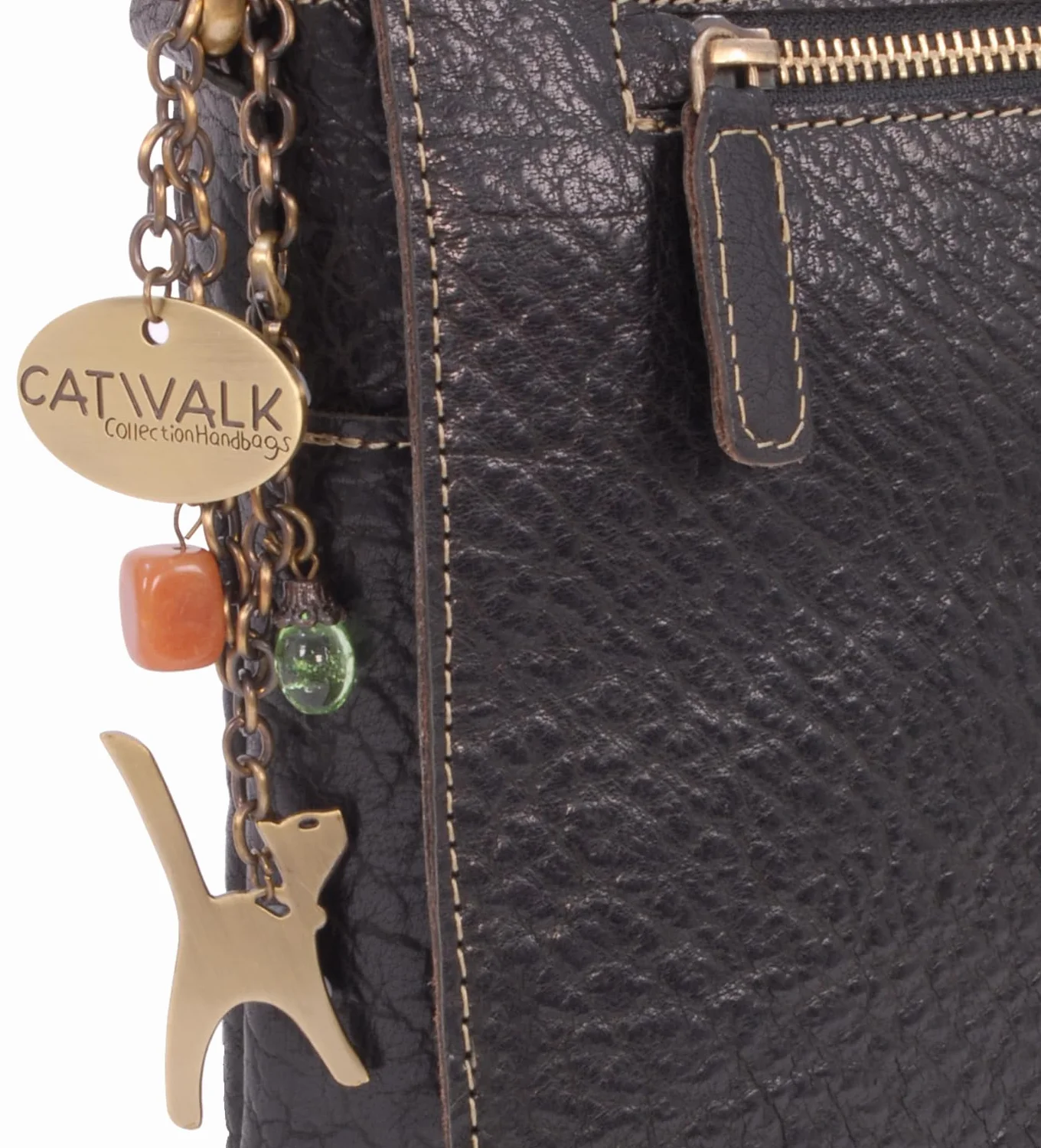 Catwalk Collection Handbags - Damska Skórzana Antykradzieżowa Torebka Crossbody - Średnia Torba Listonoszka - Regulowany Pasek - Anja