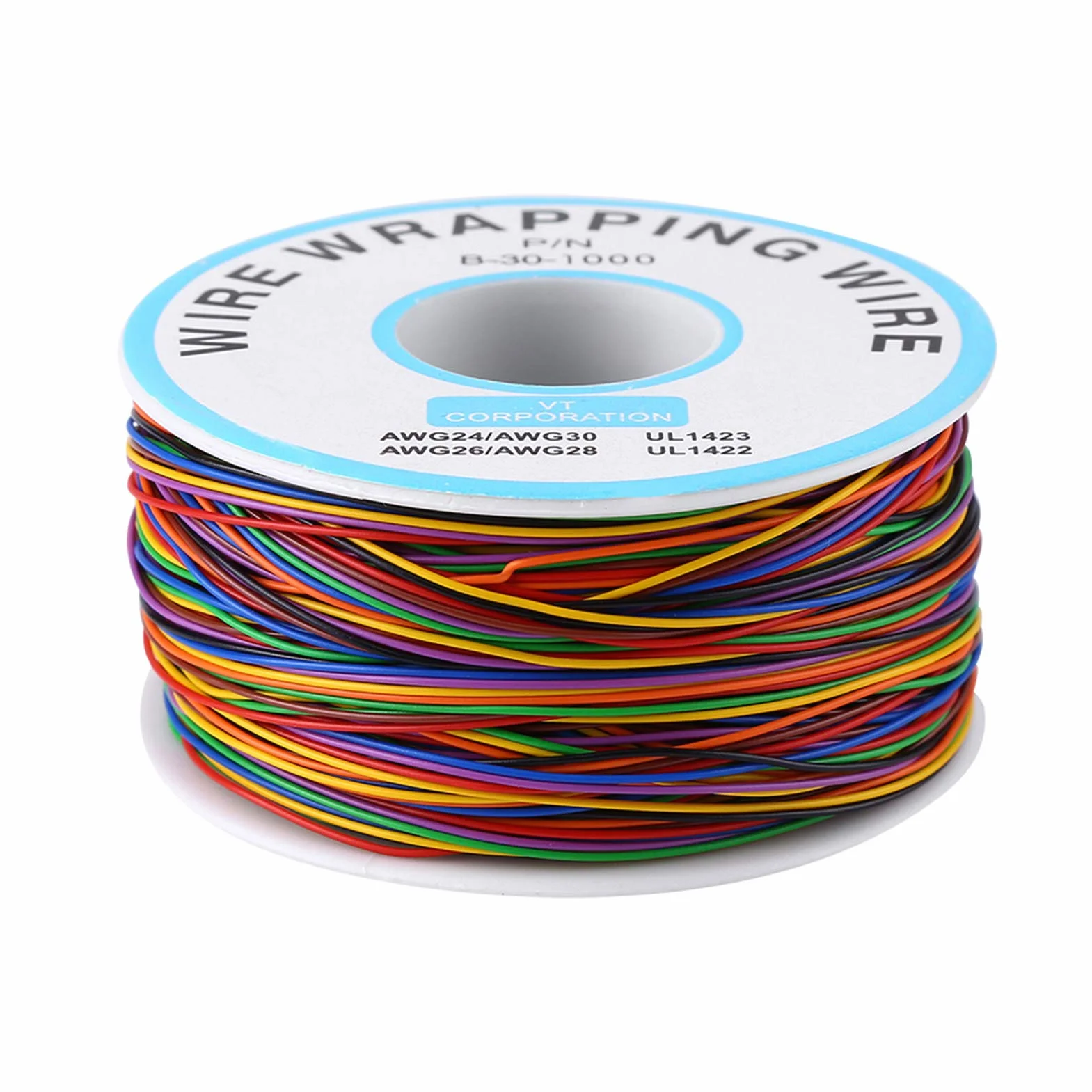 Przewody Pcb Drut Przyłączeniowy 30Awg Cynowana miedź Kolorowy P N B 30 1000 280M 8 Drut Kolorowy Owijanie Izolacji Miedziany Kabel Testowy
