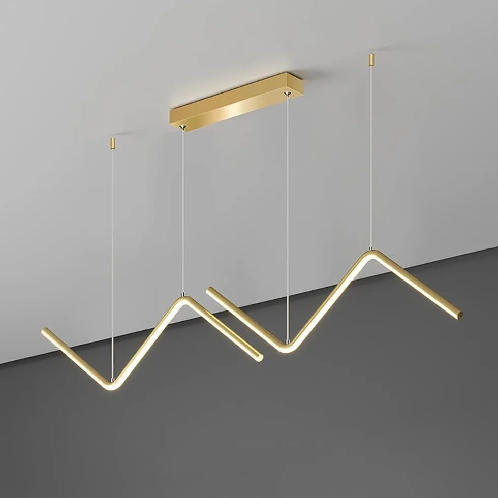 Żyrandol liniowy LED, geometryczna lampa wisząca, nowoczesna lampa sufitowa, tryb 3 kolorów, oświetlenie wyspy kuchennej, 26 W, żyrandol do jadalni, sypialni, biura