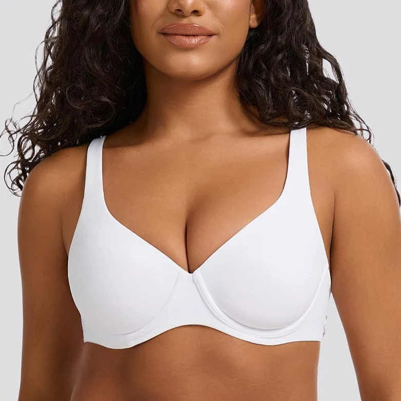 MELENECA Biustonosz Minimizer z Dekoltem w Serek (V-neck) — z Fisbiną, Plus Size, Plunge, Bez Wypełnienia, Bezszwowy (T-shirt)