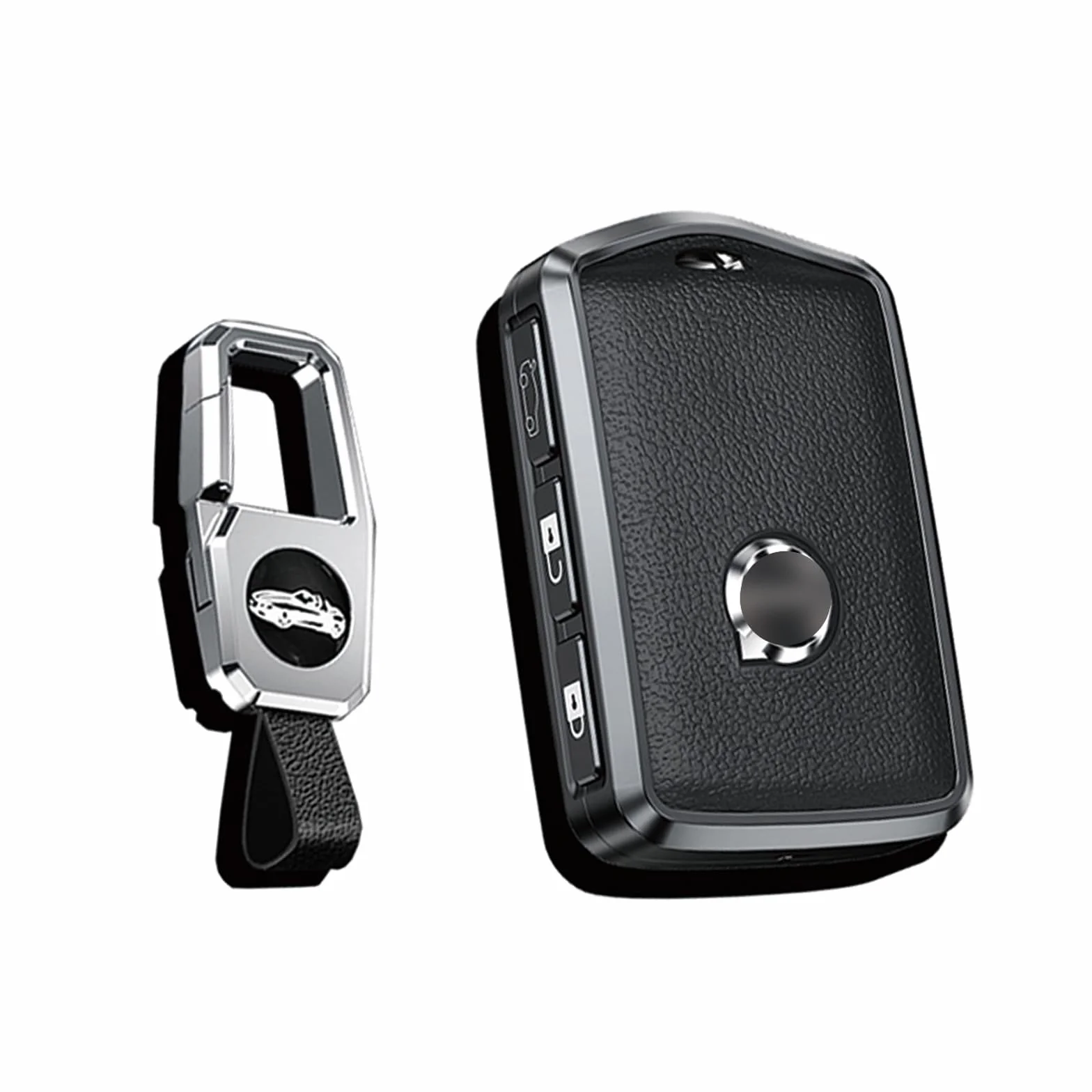 Etui na klucze pasuje do Volvo Smart etui ochronne do Volvo XC60 XC70 XC90 C30 S60 S80 S90 V60 V70 V90 pudełko na klucze skórzane przyciski boczne czarne