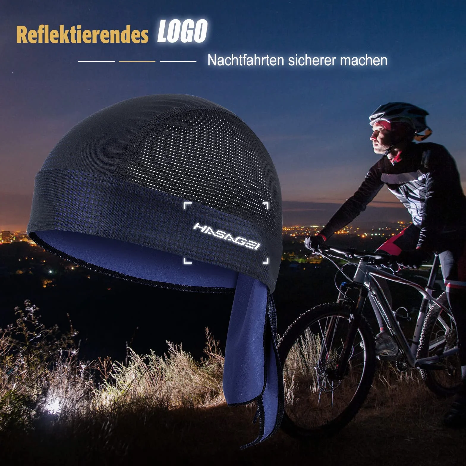 HASAGEI Bandana męska i damska, chusta na głowę, bandana, czapka rowerowa, elastyczna, oddychająca, odprowadzająca pot, szybkoschnąca, sportowa, nakrycie głowy na lato, ciemnoniebieski, jeden rozmiar