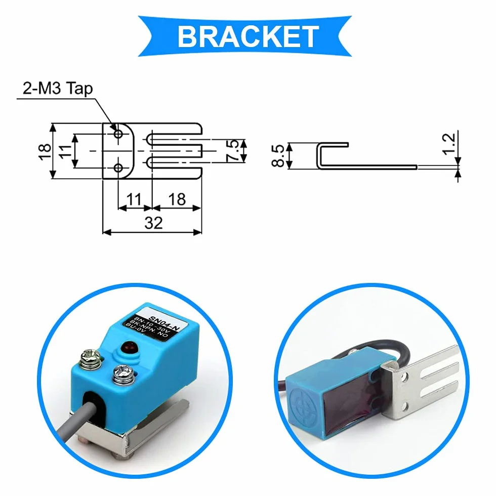 2 szt. DC 6-36 V przełącznik czujnika zbliżeniowego SN04-N 300 mA 4 mm czujnik automatycznego poziomowania NPN NO trzyprzewodowy przełącznik zbliżeniowy z 2 szt. wspornikiem