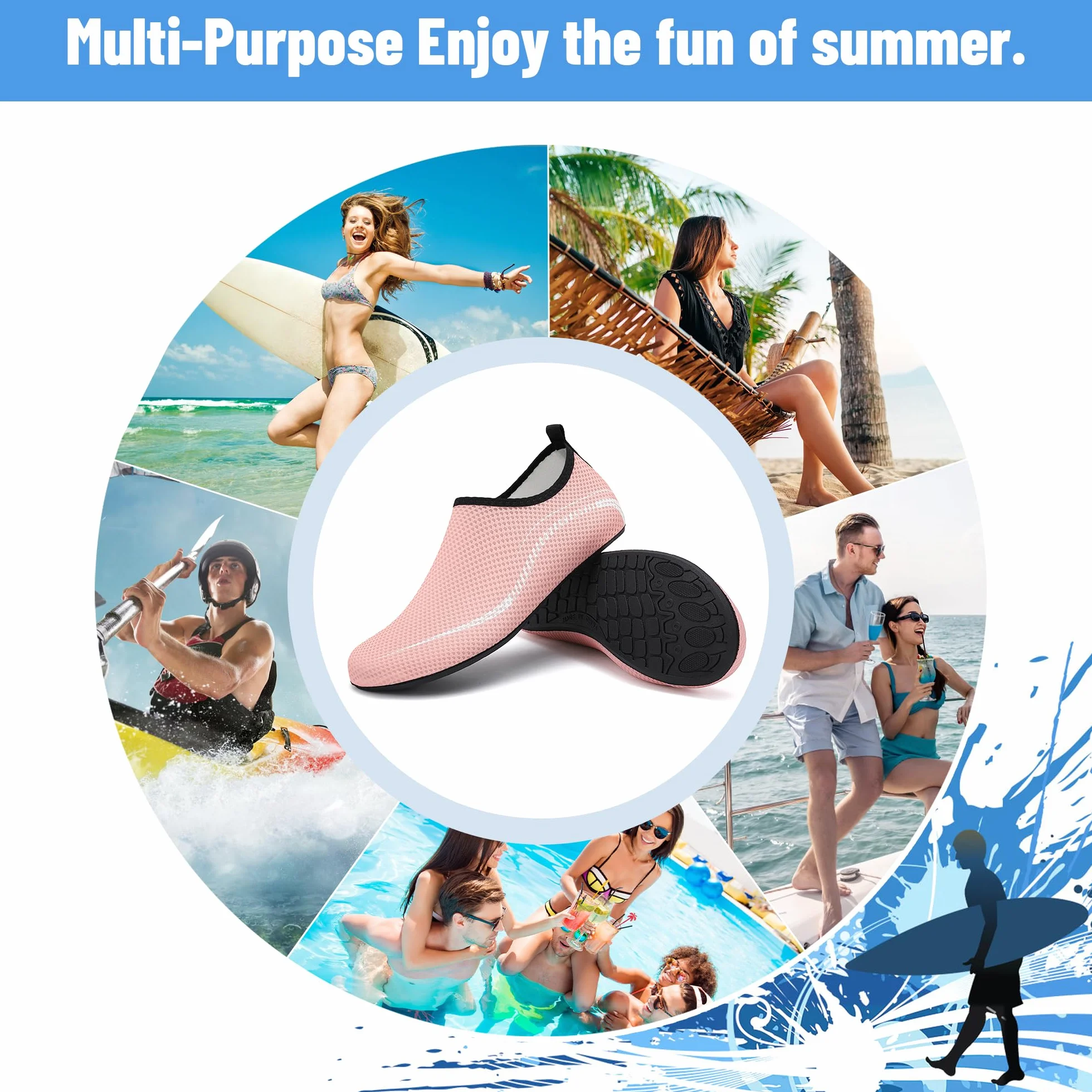 Buty do Wody Water Shoes Buty do SportóW Wodnych Lekkie Buty do PłYwania Buty PlażOwe Buty do Jogi Buty do Surfowania dla Kobiet I MężCzyzn.Różowy, 39EU