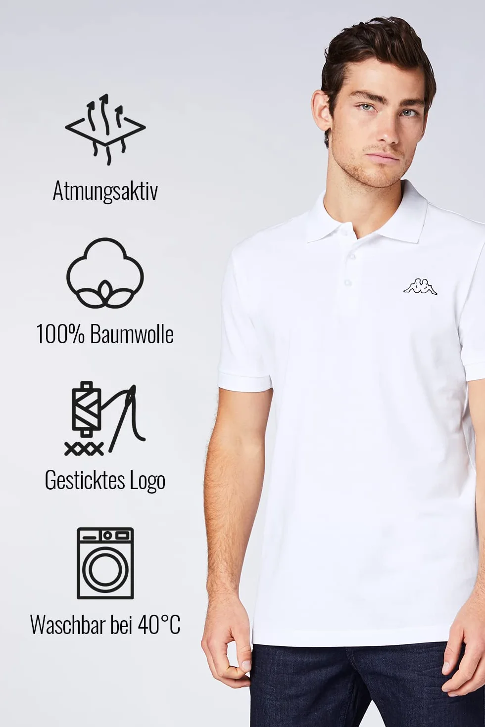 Kappa Męska koszulka polo Venist w opakowaniu 2 szt. w rozmiarze M - 5XL | koszulka polo z nadrukiem logo | Basic koszulka polo dla mężczyzn | koszulka polo z krótkim rękawem do uprawiania sportu, na
