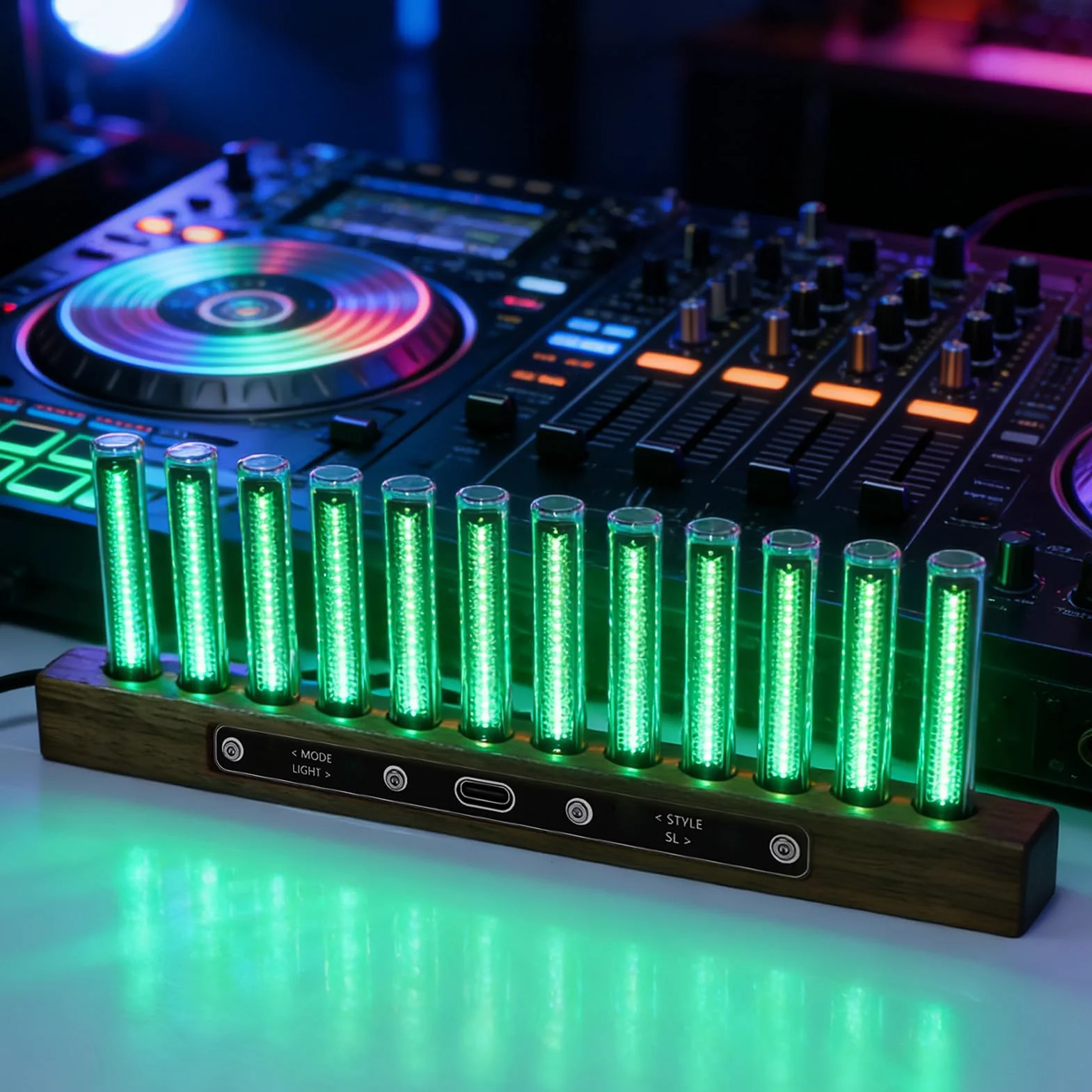 Wyświetlacz LED Widma Muzycznego, Bezprzewodowy Analizator Dźwięku z 12 Lampami do Pomiaru Rytmu, regulacją Czułości AGC i Oświetleniem Otoczenia RGB