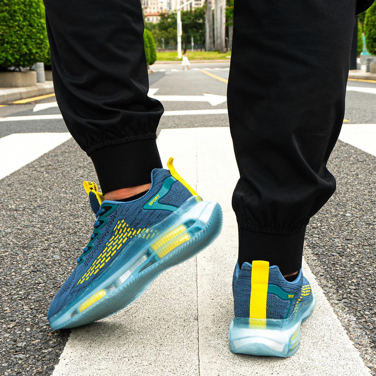 Hitmars Sneakersy męskie do biegania, buty sportowe, oddychające, lekkie buty do chodzenia, do aktywności na świeżym powietrzu, buty do biegania, sportowe, sneakersy, czarne, niebieskie, rozmiar 39-48