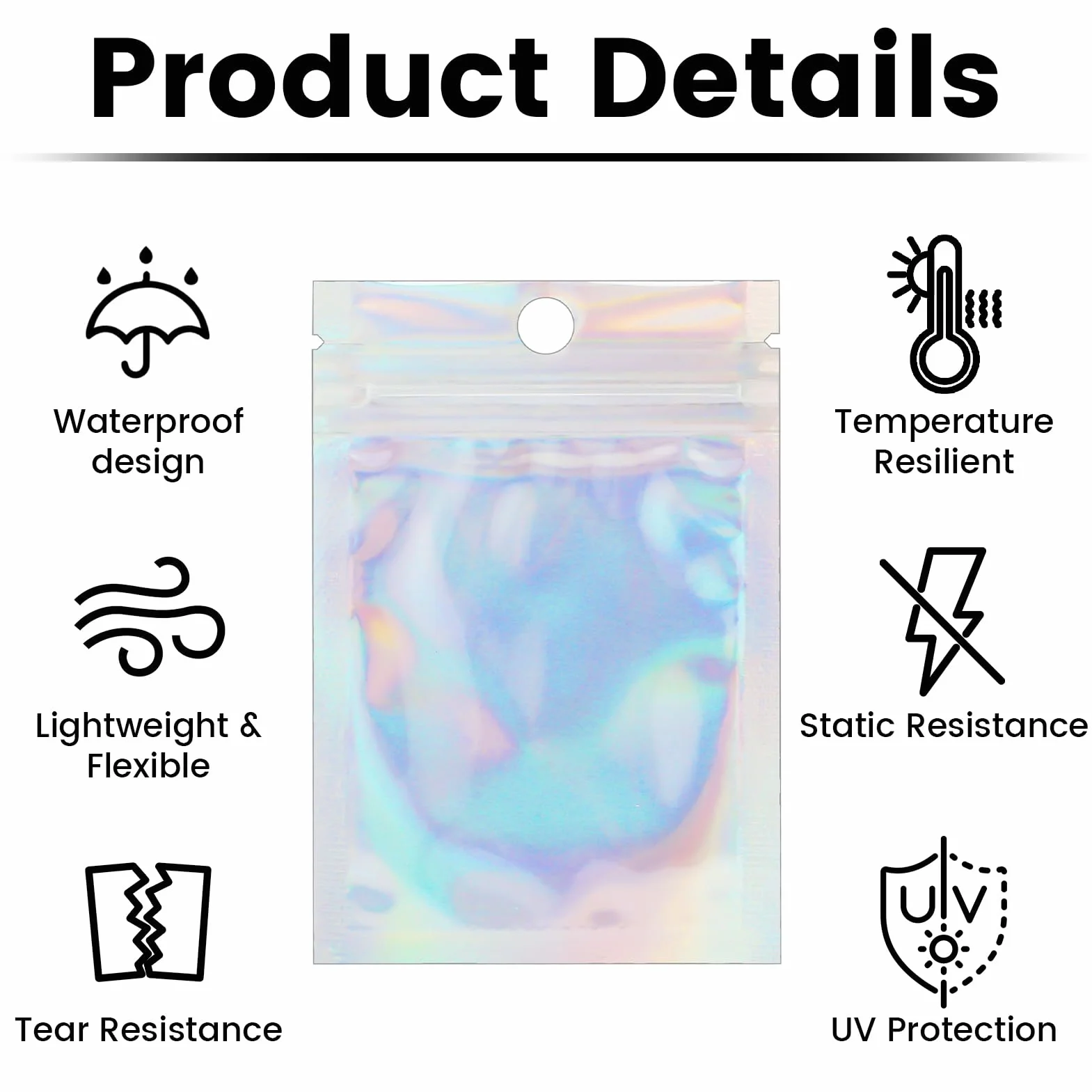 120 sztuk Mylar Bags 7 x 10 cm holograficzne woreczki zamykane małe torebki na próbki, do wielokrotnego zamykania, do pakowania wyrobów cukierniczych