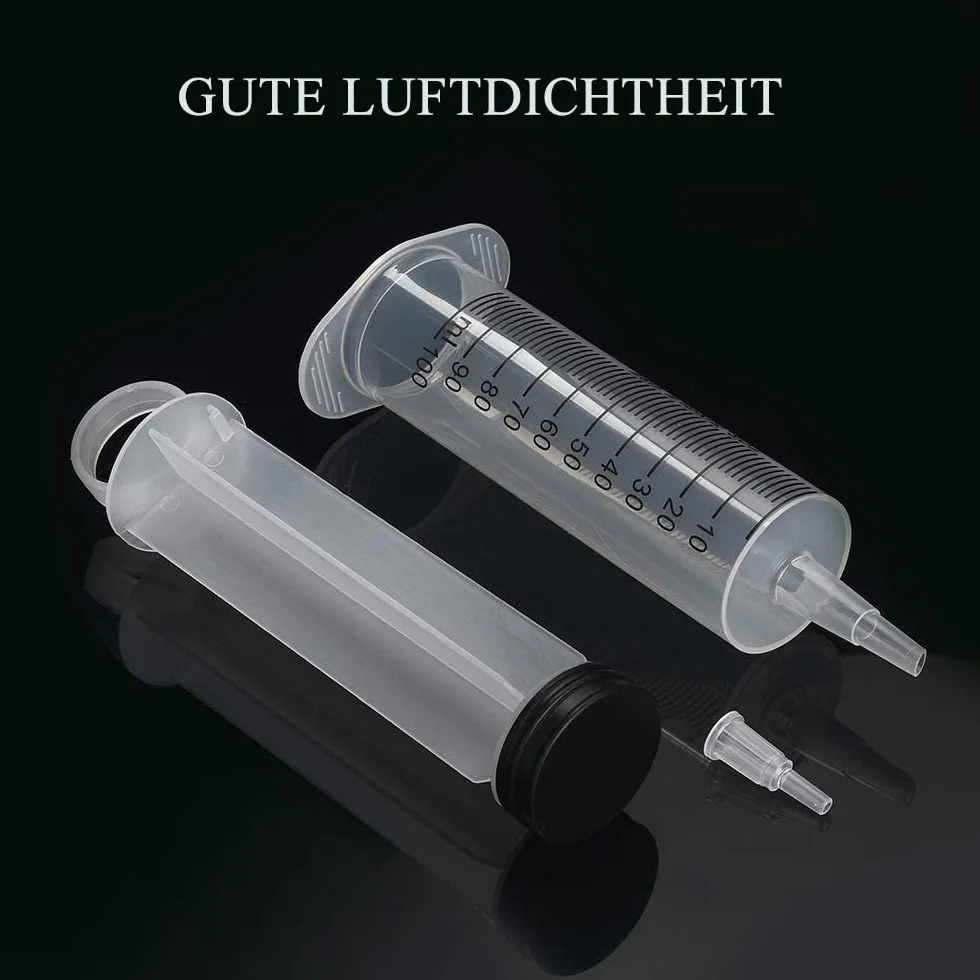 Duża plastikowa strzykawka z 1 wężykiem do płynu do silnika, karmienia zwierząt, eksperymentów, zastosowań przemysłowych, 100 ML
