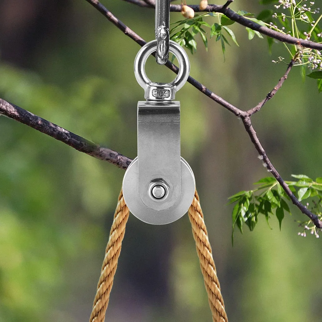 Herbst Rolka zwrotna z łożyskiem kulkowym, linka stalowa ze stali nierdzewnej, do linek fitness rusztowania, nośność 250 kg (34 mm, 4 szt.)
