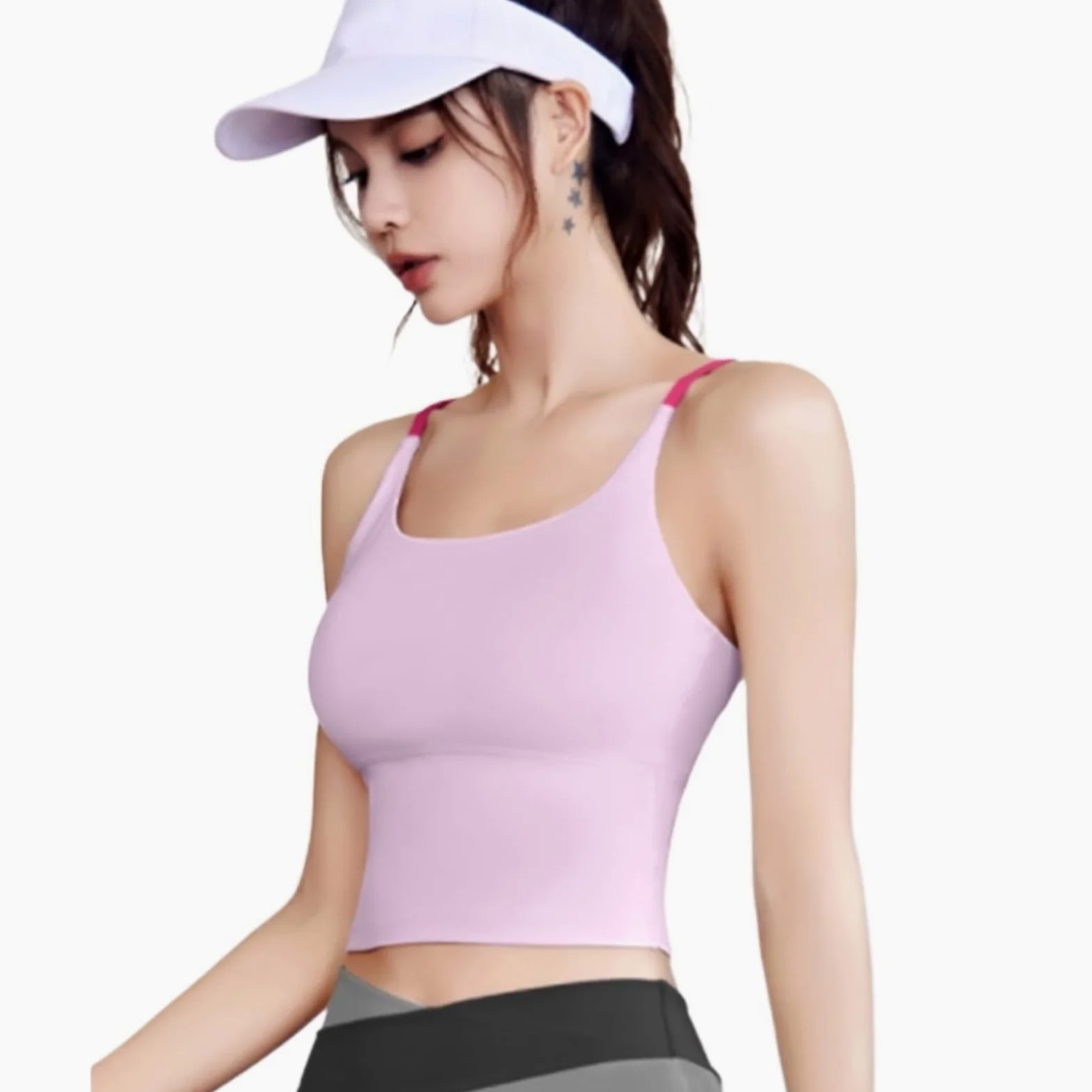 Biustonosz Sportowy Fitness Damski Stanik Sportowy Z Elastycznymi Ramiączkami Typu Spaghetti, Długi, Odpowiedni Do Biustonoszy Fitness I Jogi Stanik Sportowy Damski