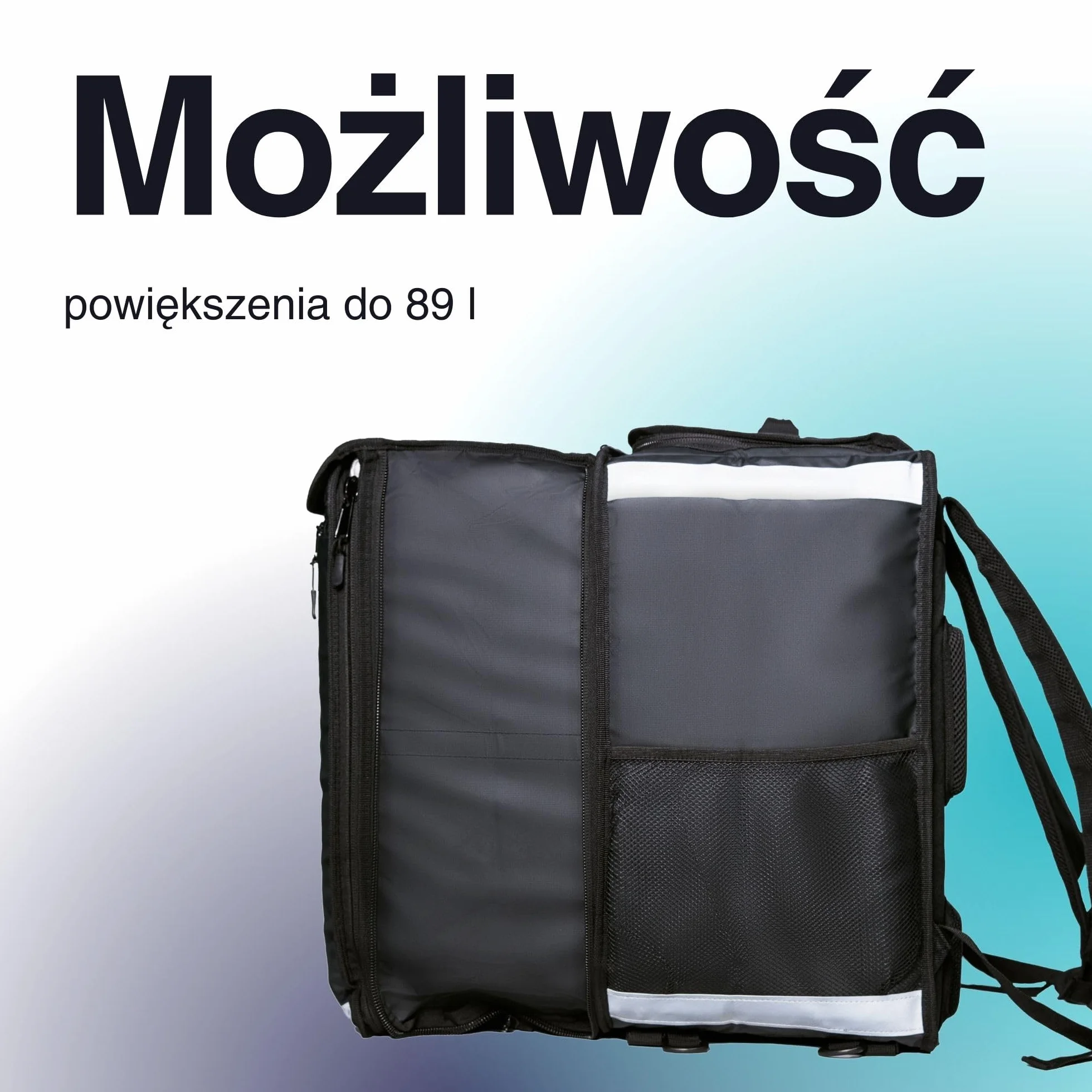 Teleskopowa torba na żywność 89L, torba termoizolacyjna do transportu żywności, rozszerzalna funkcjonalność, 100% wodoodporna, całkowicie składana, paski odblaskowe, zaprojektowana dla