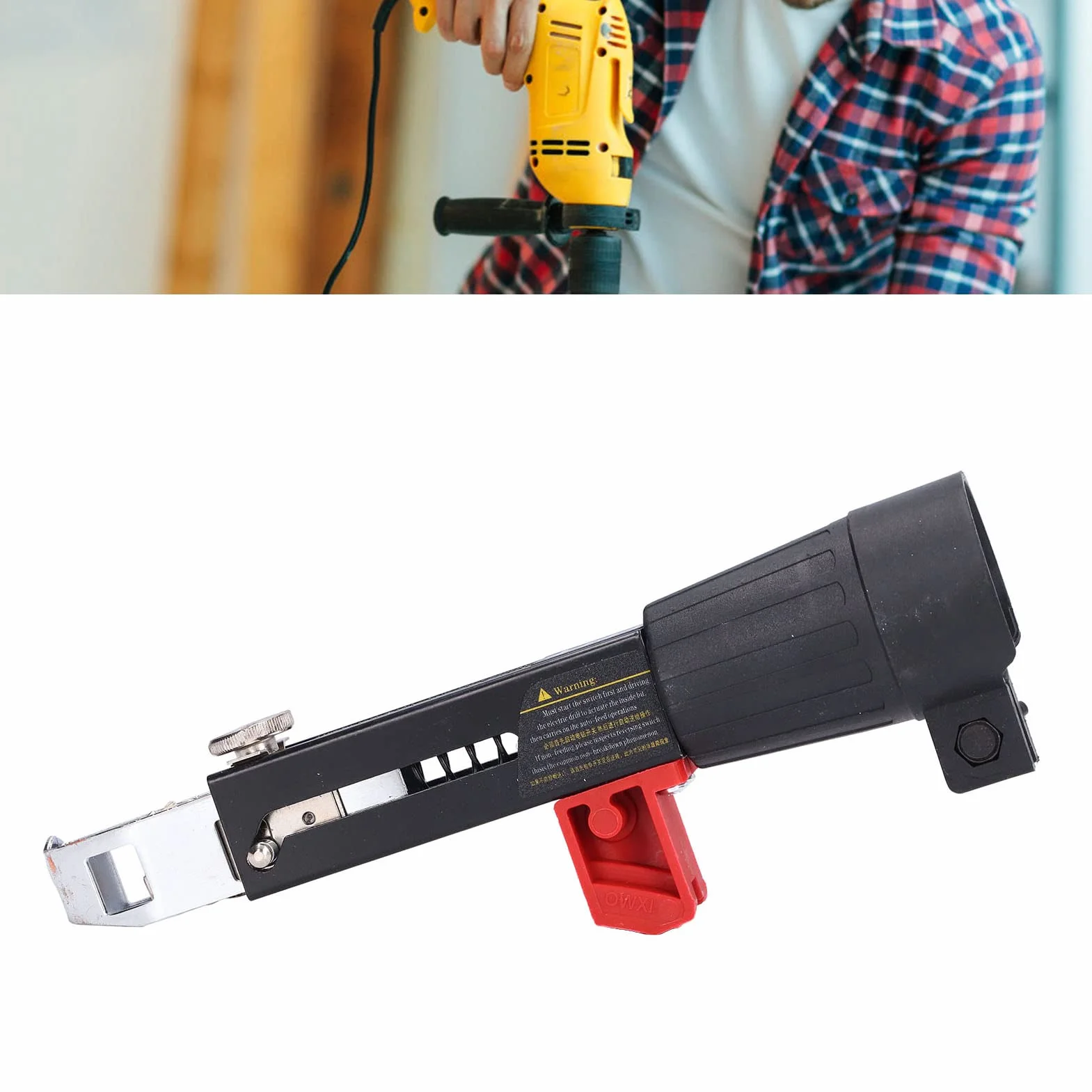 Automatyczny Adapter do Pistoletu do Gwoździ, Adapter łańcucha do Wkrętarki z Taśmą do Gwoździ, Zestaw do Mocowania łańcucha Wiertarki Elektrycznej do Wiertarki Akumulatorowej, Elektryczny Pistolet do