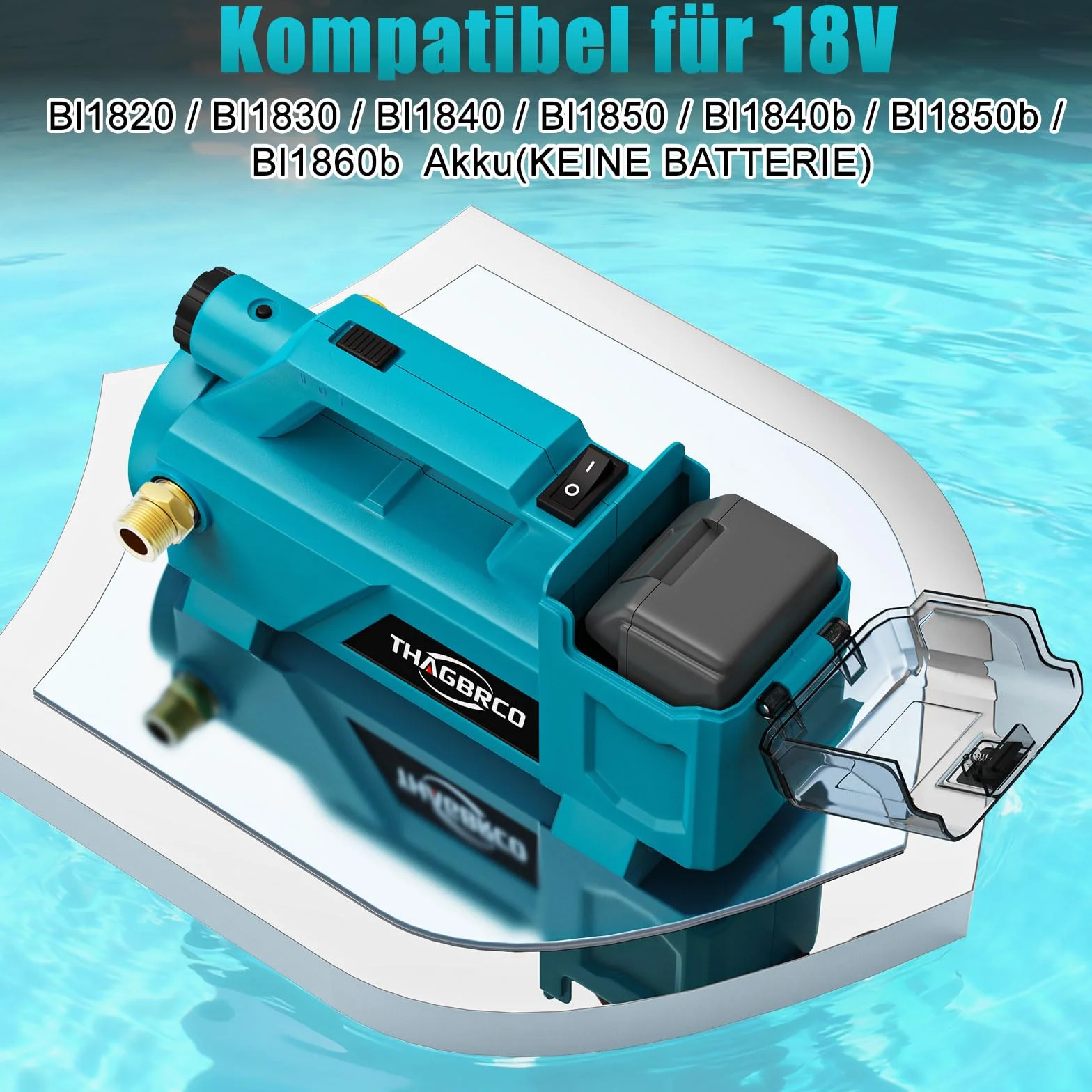 Przenośna pompa samozasysająca do akumulatora litowo-jonowego Makita 18 V, zasilana akumulatorem, 18 V, 430 GPH (tylko narzędzia, bez baterii)