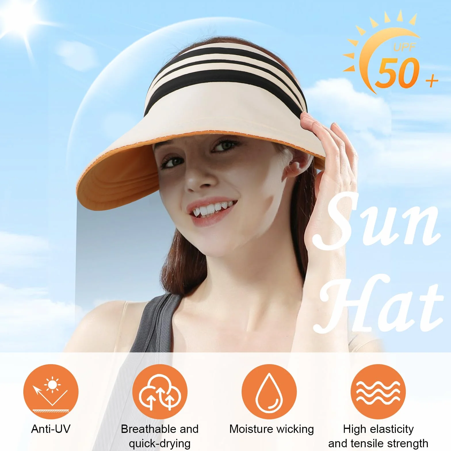 TAGVO Sun Visor kapelusz przeciwsłoneczny UV szybkoschnący oddychający dwustronny