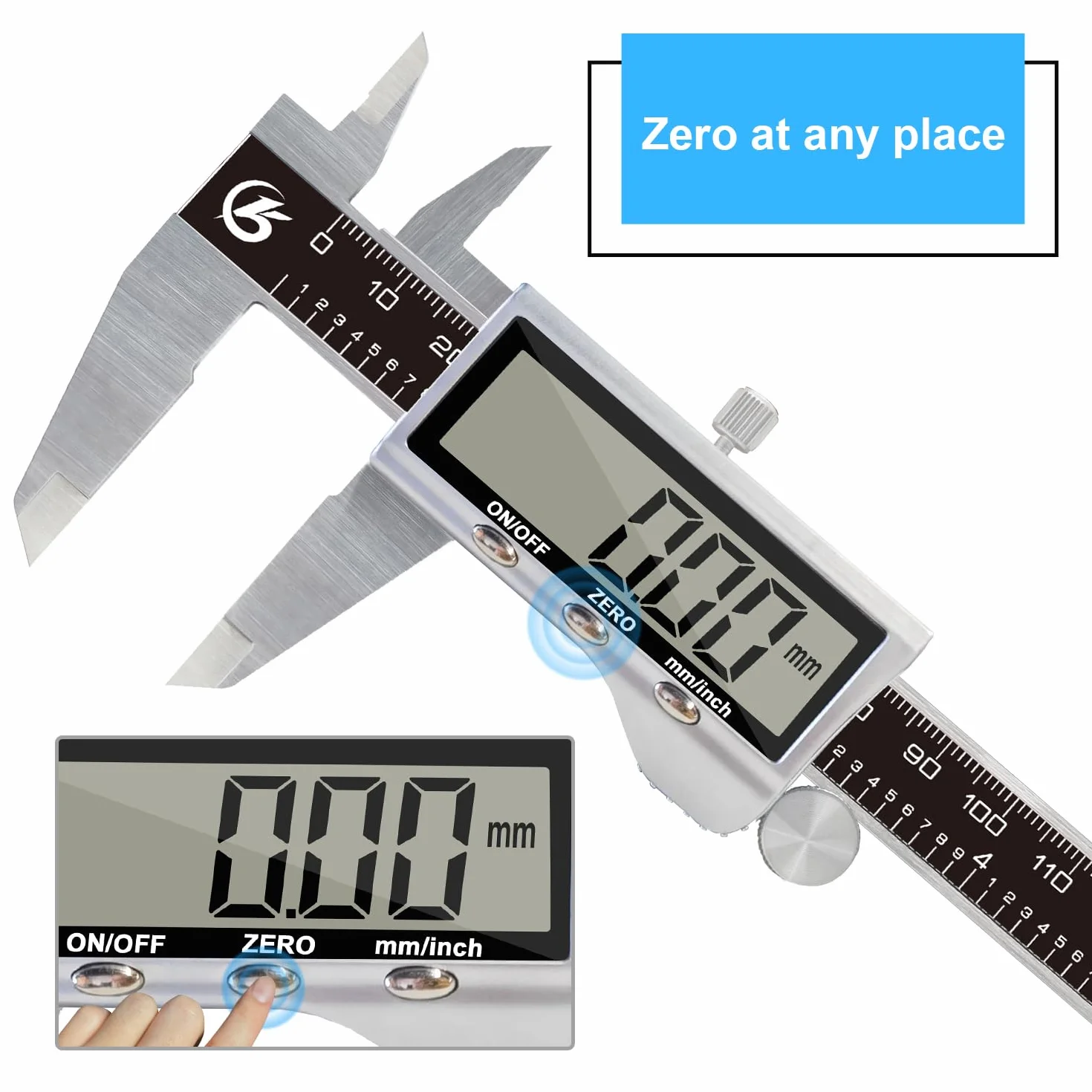 KETOTEK Cyfrowa suwmiarka ze stali nierdzewnej, 150 mm, narzędzie pomiarowe, wyświetlacz LCD, suwmiarka z zapasowymi bateriami, do domu, przemysłu, dla majsterkowiczów
