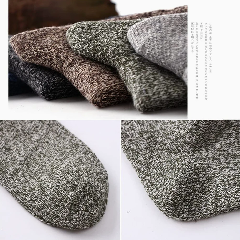 5 Pair/Set Męskie Skarpety Wełniane Stripe Casual Gruby Zimowe Ciepłe Skarpety Mężczyzna (Kolor: 5 par Rozmiar: Jeden rozmiar) (Color : 5 Pairs, Size : One Size)