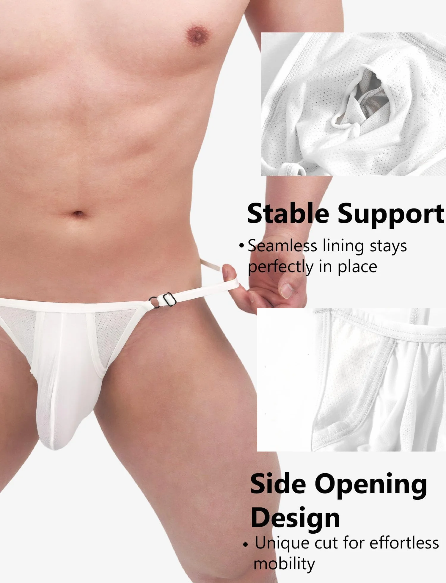 Stringi regulowane jedwabna bielizna slipy elastyczne S-XL