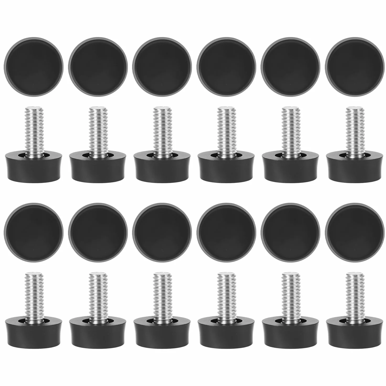QWORK® Stopki poziomujące, poziomownice do mebli, śruba do mebli, stopka poziomująca, M6 x 10 mm, 24 szt
