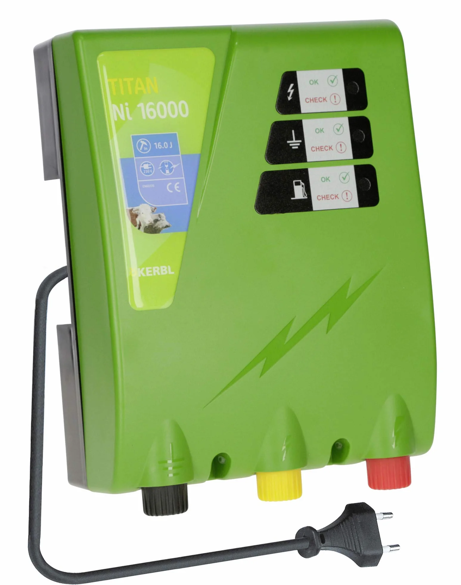 Kerbl Tytan Ni 16000 urządzenie do ogrodzenia pastwiska, 16,0 J, zasilanie sieciowe, 230 V