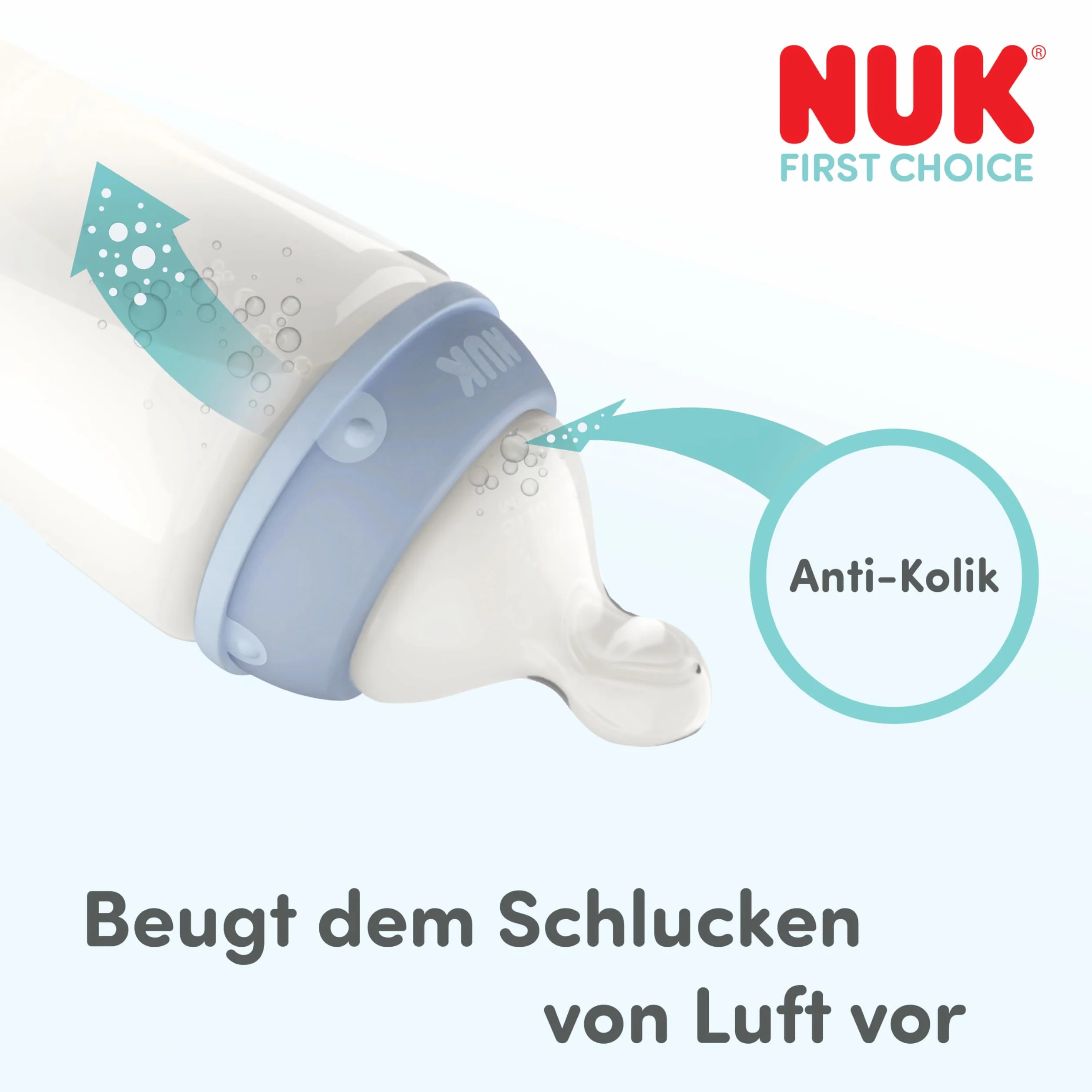 NUK First Choice Butelka dla niemowląt | 3+ miesiące | 240 ml | Butelka przeciwkolkowa | Szkło | Wskaźnik kontroli temperatury | Konik morski | 1 sztuka