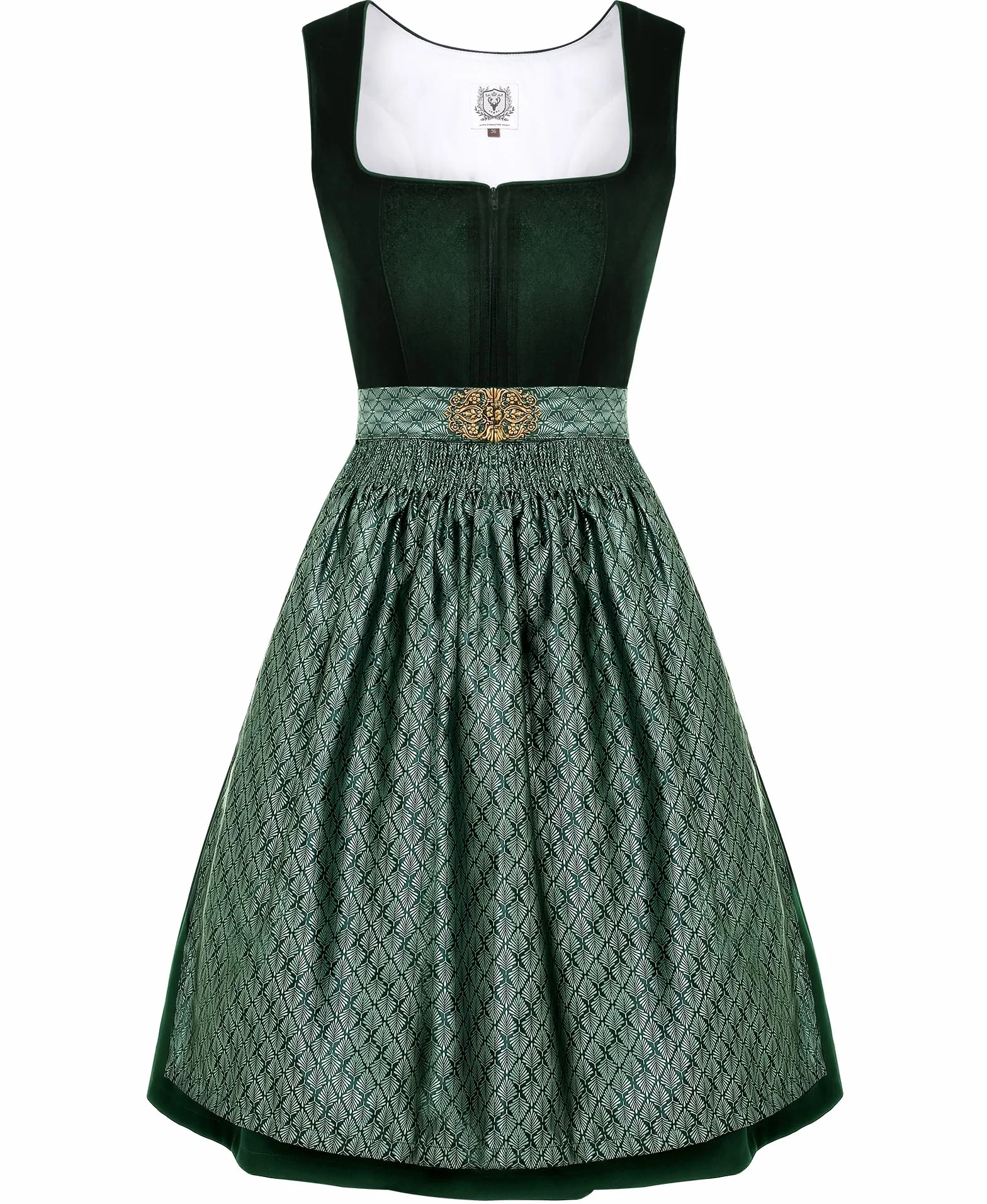 DirndlStern Dirndl damski zielony sukienka ludowa aksamit bawarska midi z fartuchem Oktoberfest