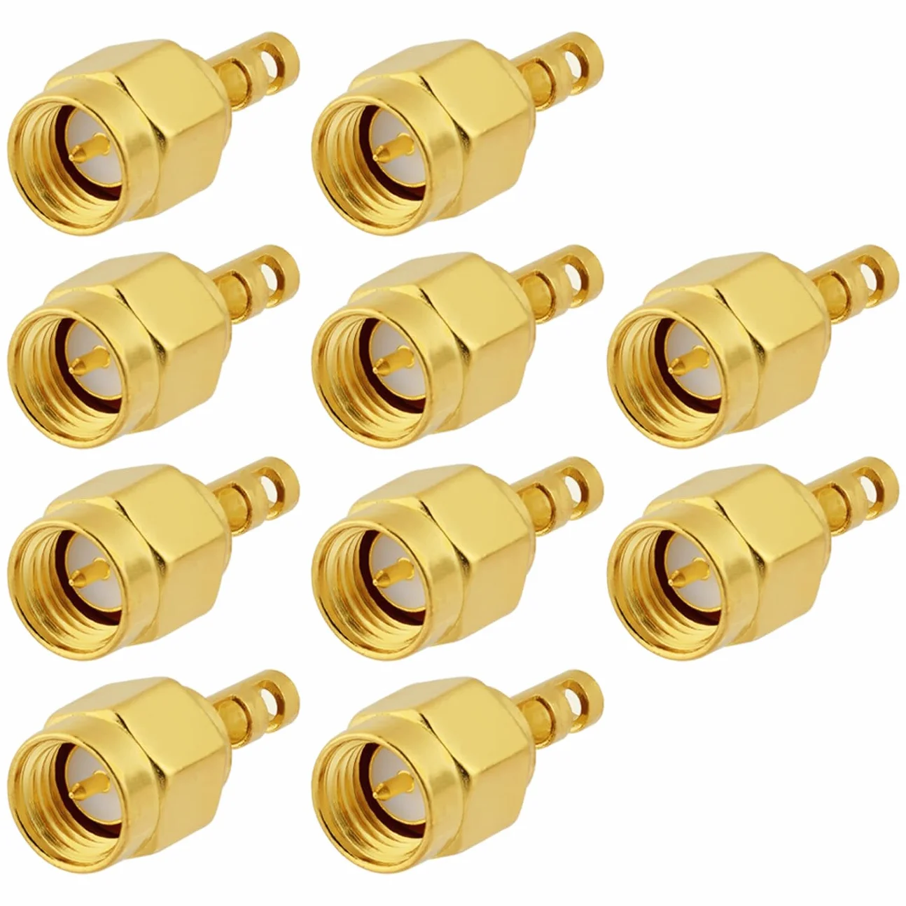 Vecys 10 Sztuk SMA Męskie Złącze 50 Omów Wtyk SMA Lutowane Złącze do Kabla Koncentrycznego RF 1.37mm RG178