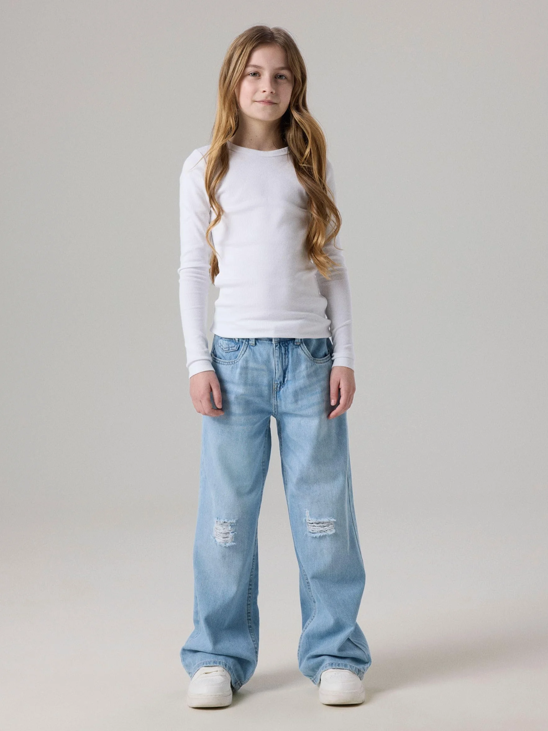 NAME IT spodnie jeansowe Dziewczynki Nkfrose Hw Wide Jeans 1411-te Noos