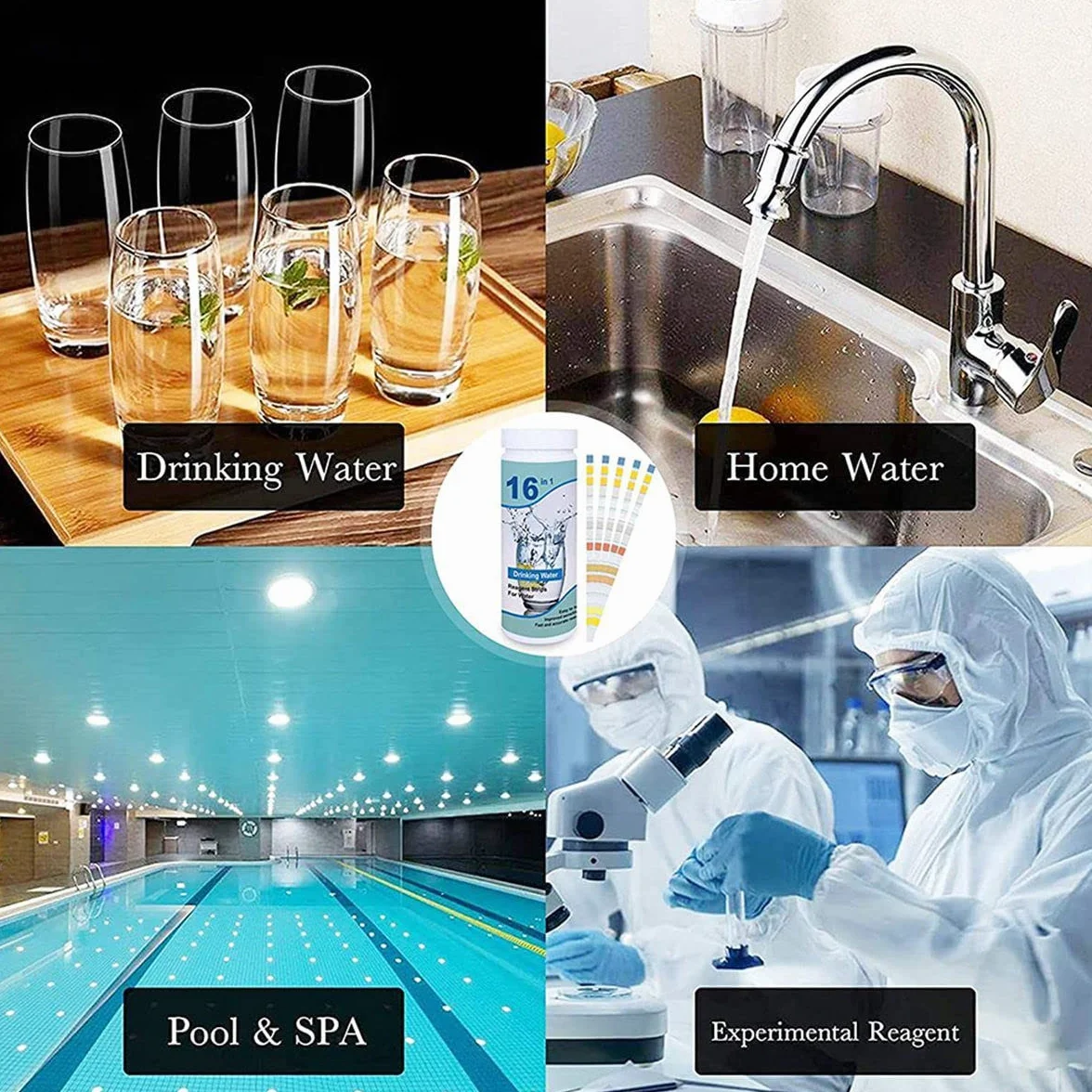 Paski Testowe Basen 16 w 1 PH Woda Pitna Spa Studni Kranu 50 Sztuk