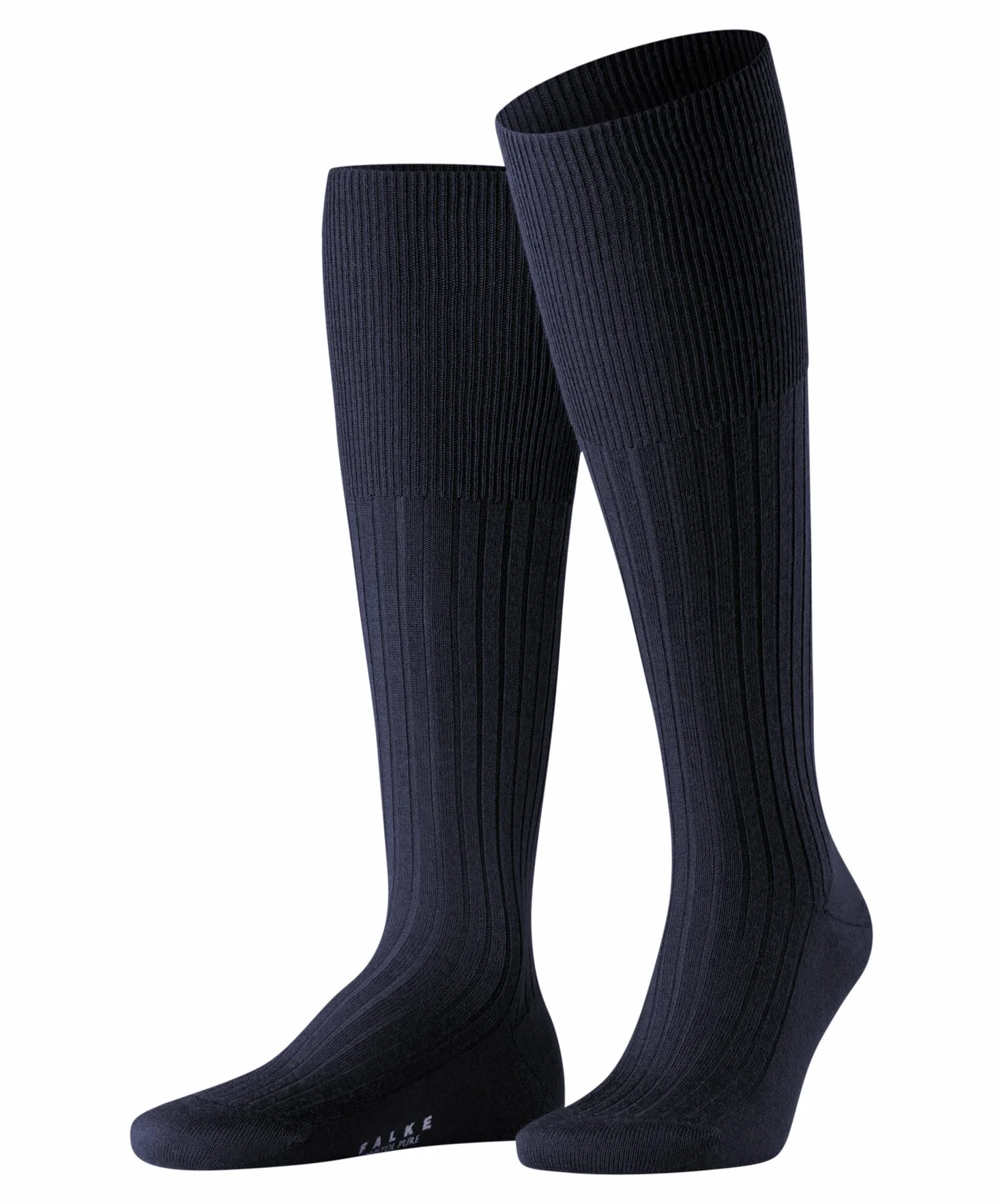 FALKE Podkolanówki Bristol Pure M Kh Wełna Długie Niebieski Dark Navy 43-44