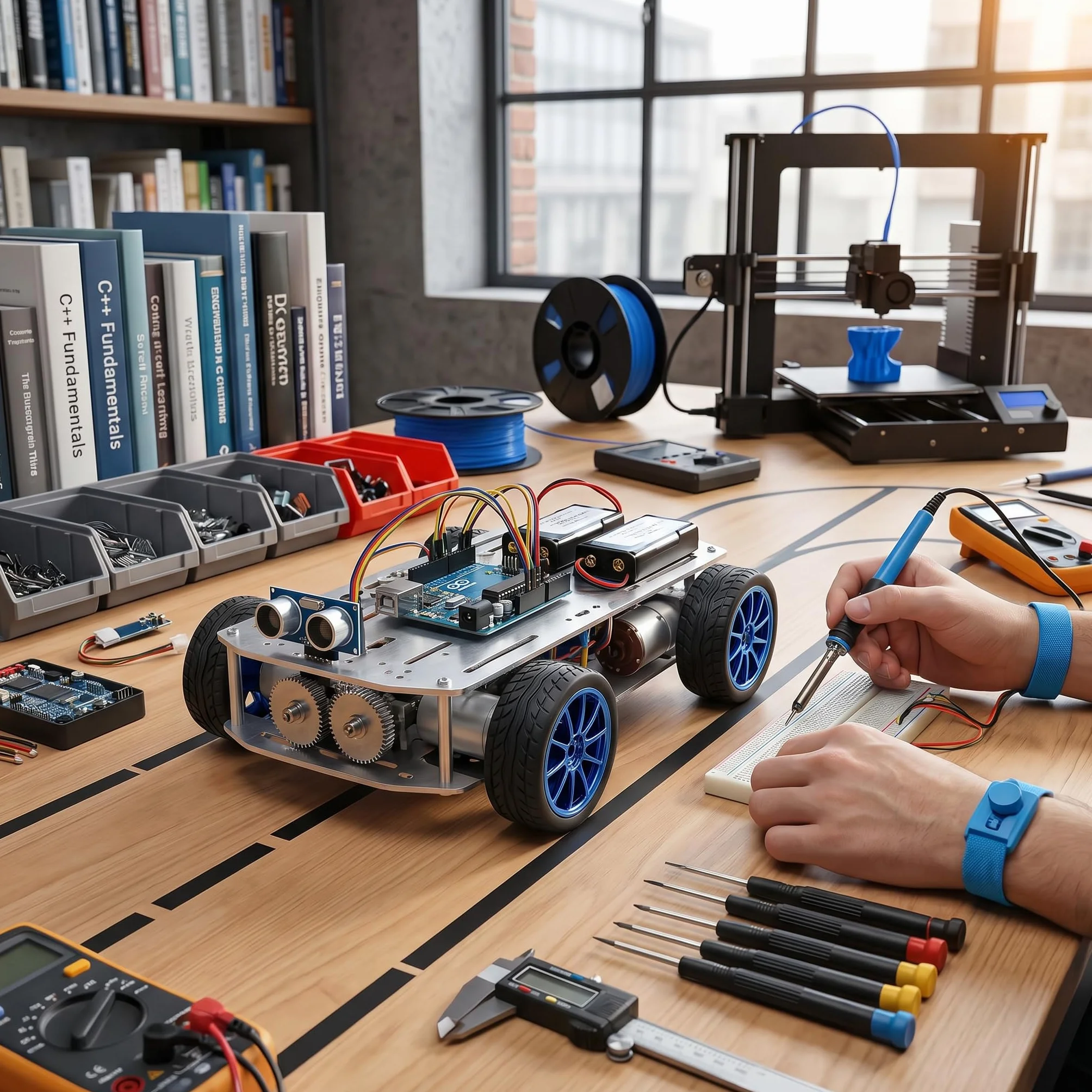 Silnik DC 12V z Przekładnią i Enkoderem, Zestaw Kół do DIY, Metalowy Silnik Redukcyjny 60 Obr./Min, Idealny dla Modelu Robota lub Samochodu Inteligentnego – 65 mm ze Wspornikiem